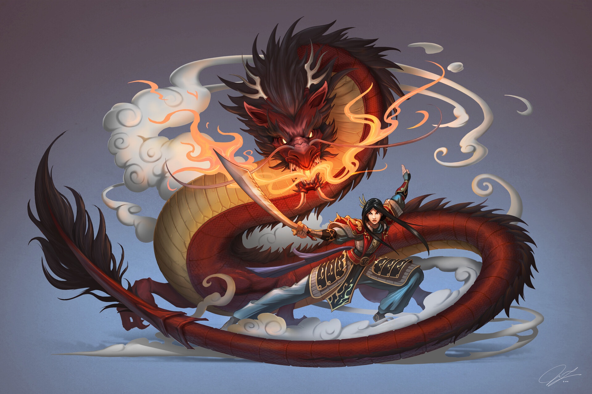 General 1920x1277 simple background fantasy art dragon creature fantasy girl Chinese dragon Mulan Disney Mushu