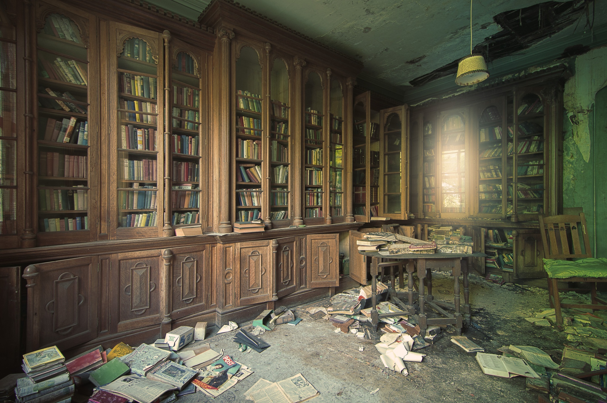 General 2048x1360 building abandoned interior library books messy