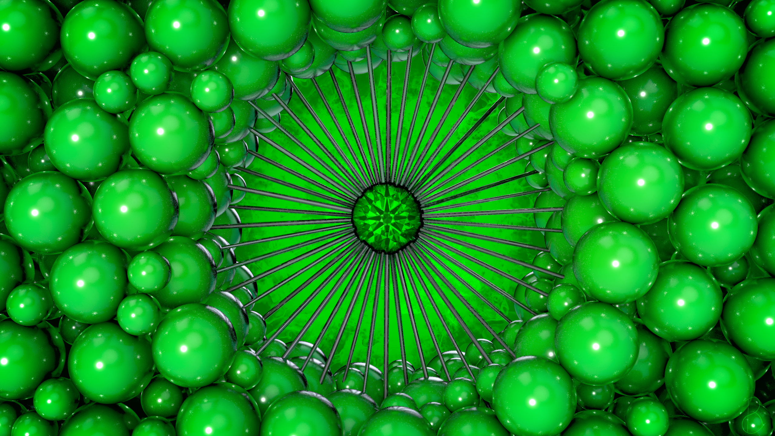 General 2560x1440 green abstract 3D fractal CGI digital art