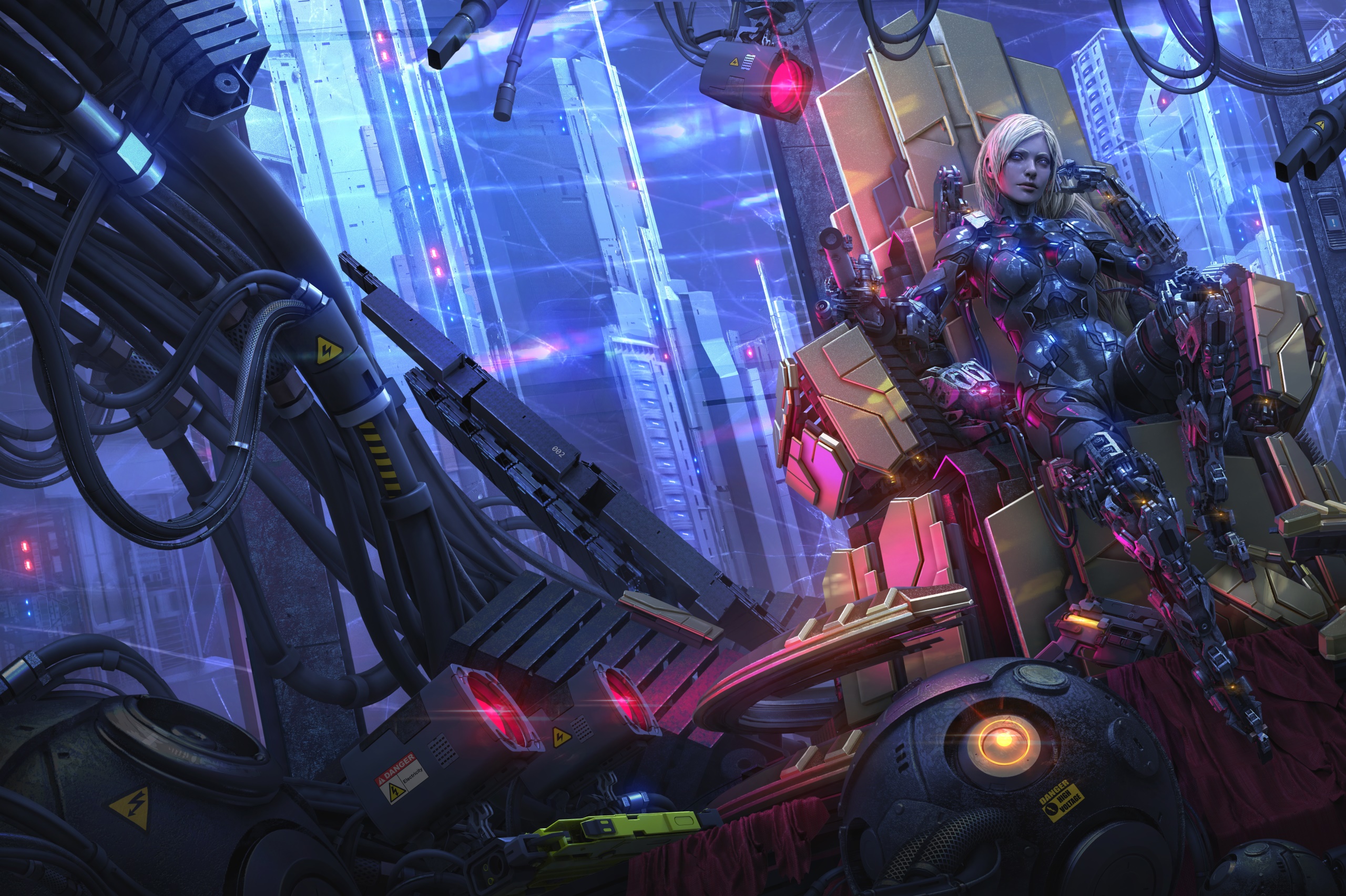 General 2560x1705 cyberpunk futuristic science fiction artwork women digital art