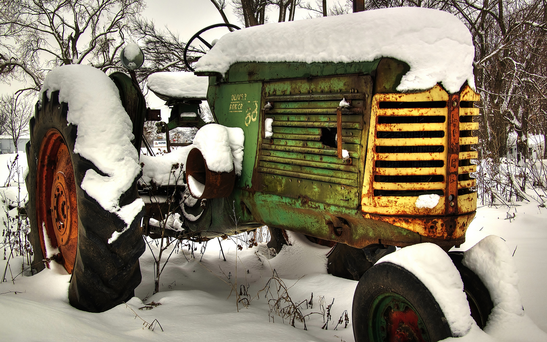 General 1920x1200 winter snow overcast rust tractors abandoned heavy equipment