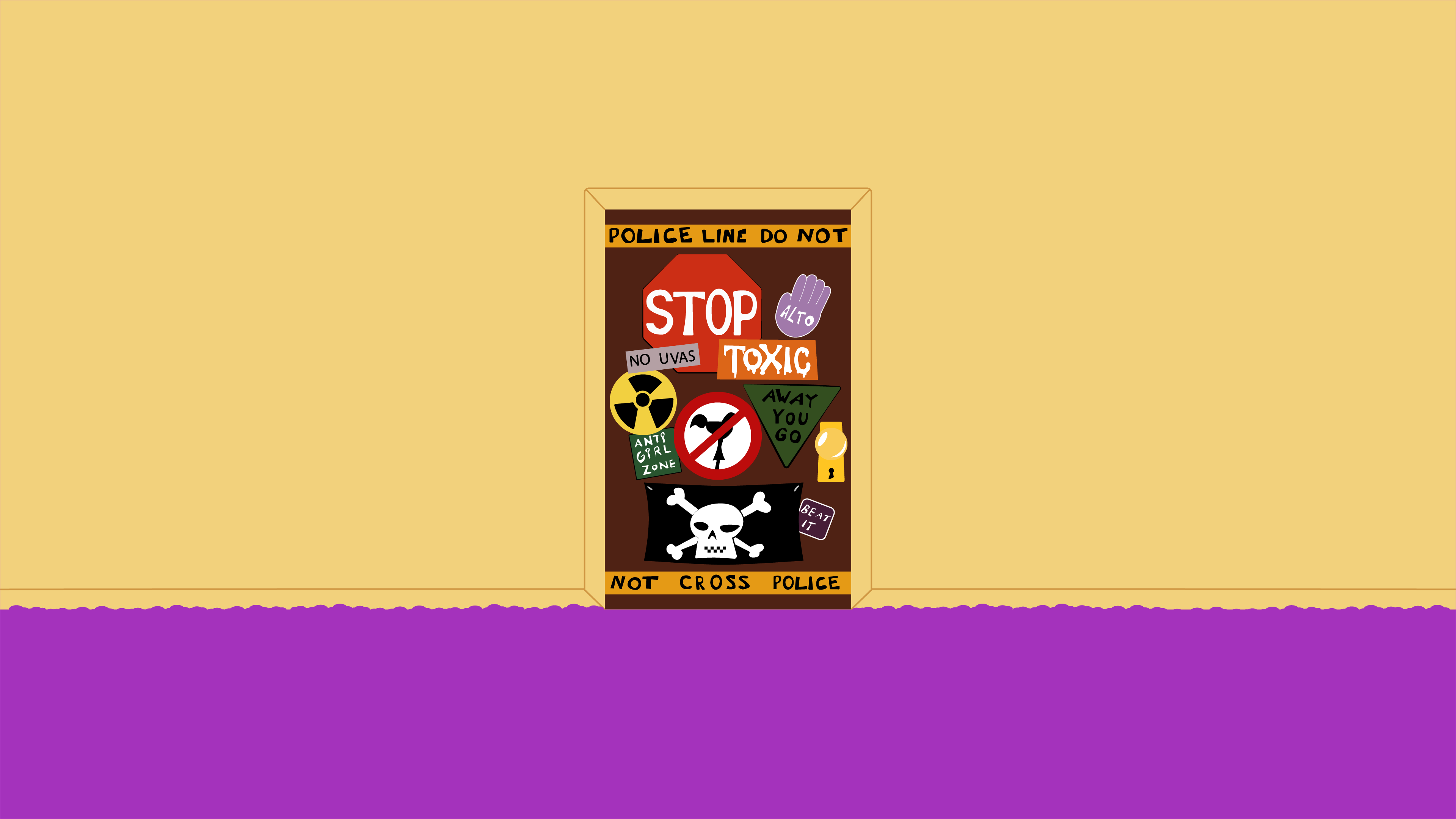 General 3840x2160 cartoon Cartoon Network simple background minimalism door warning signs Dexter's Laboratory