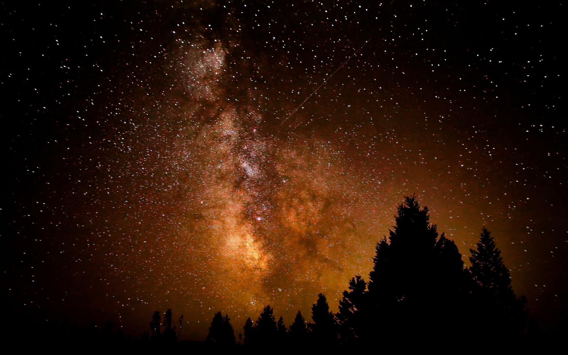 General 1920x1200 space silhouette trees nature night stars