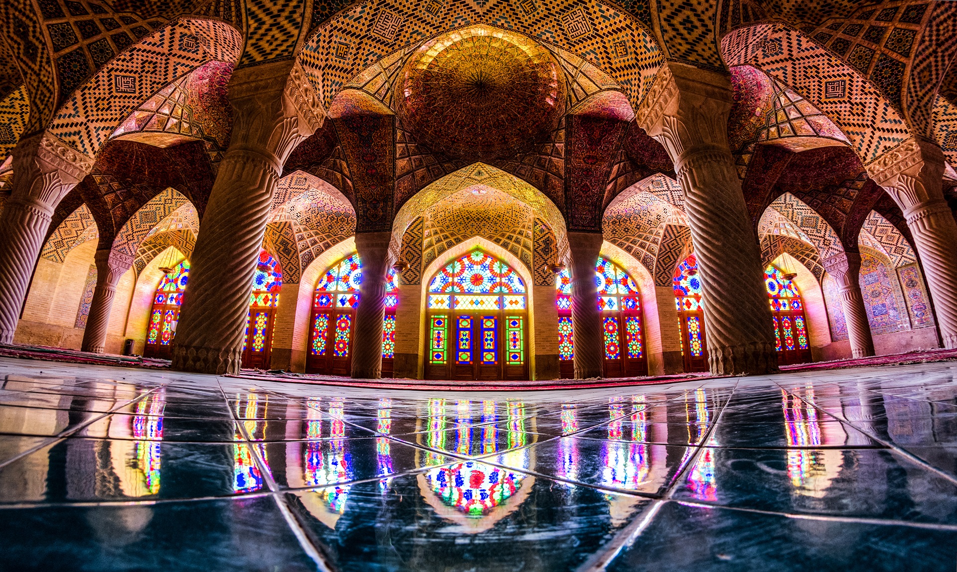 General 1920x1148 Nasir al-Mulk Mosque mosque Islamic architecture architecture colorful reflection Iran