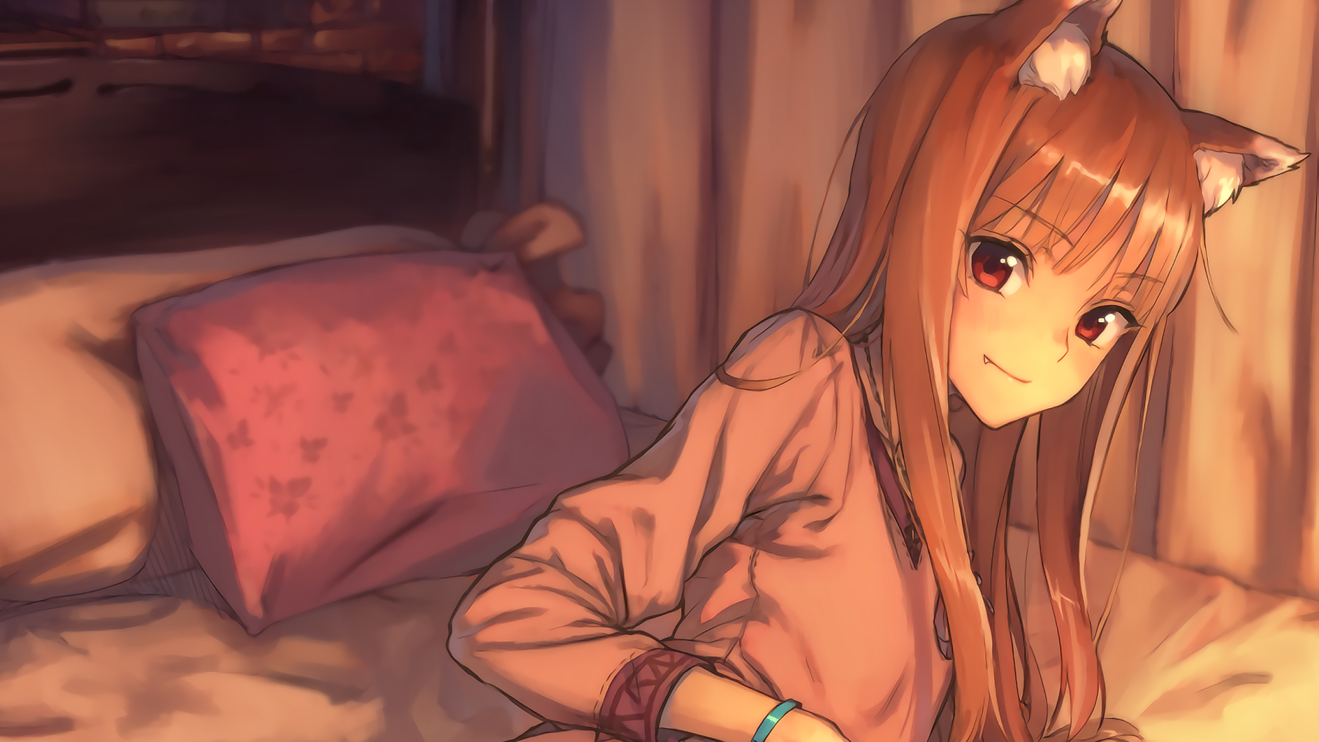 Anime 1920x1080 anime anime girls Spice and Wolf Holo (Spice and Wolf) pillow bed