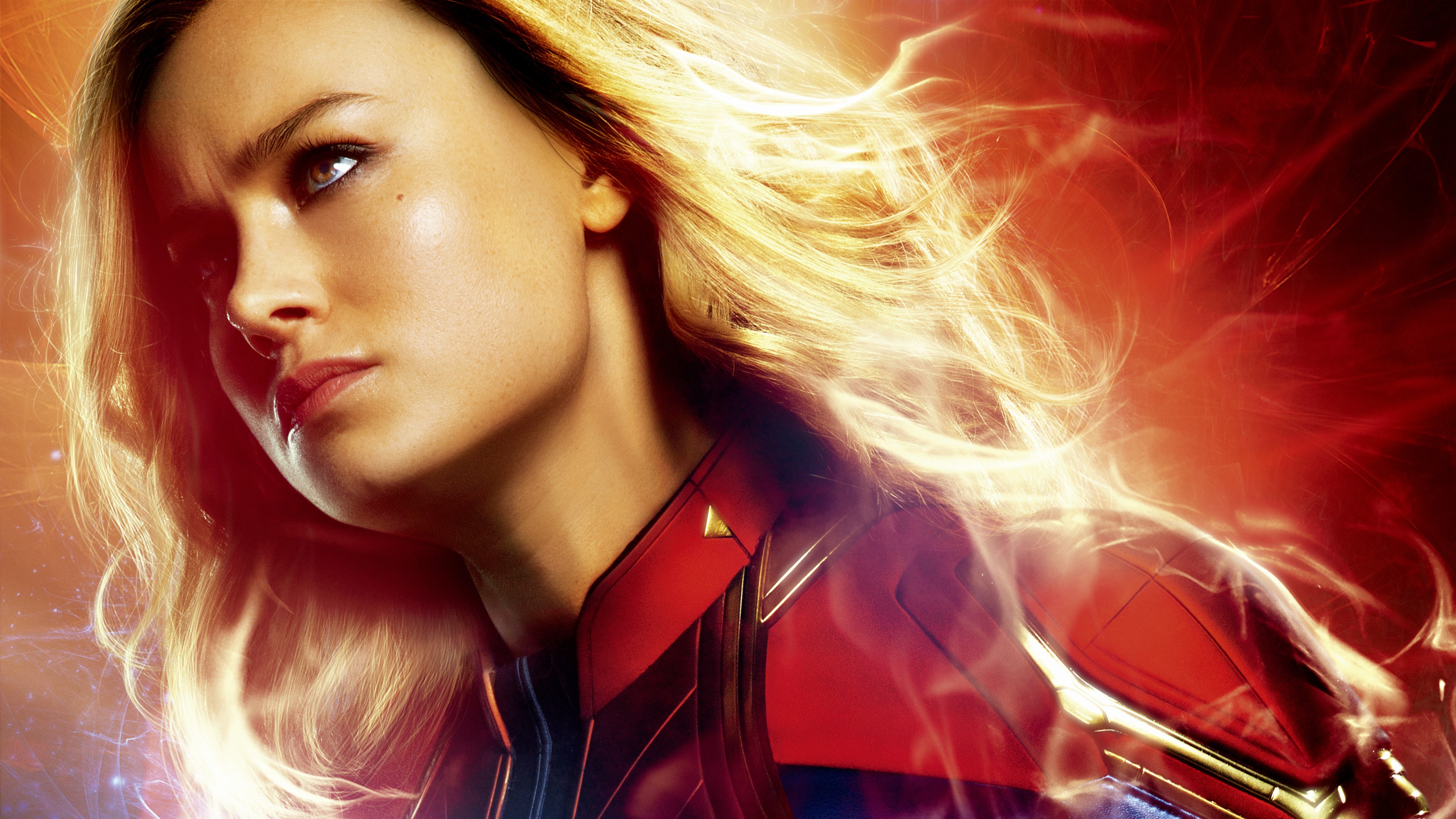 People 3840x2160 Captain Marvel comics Marvel Cinematic Universe superhero Brie Larson women closeup