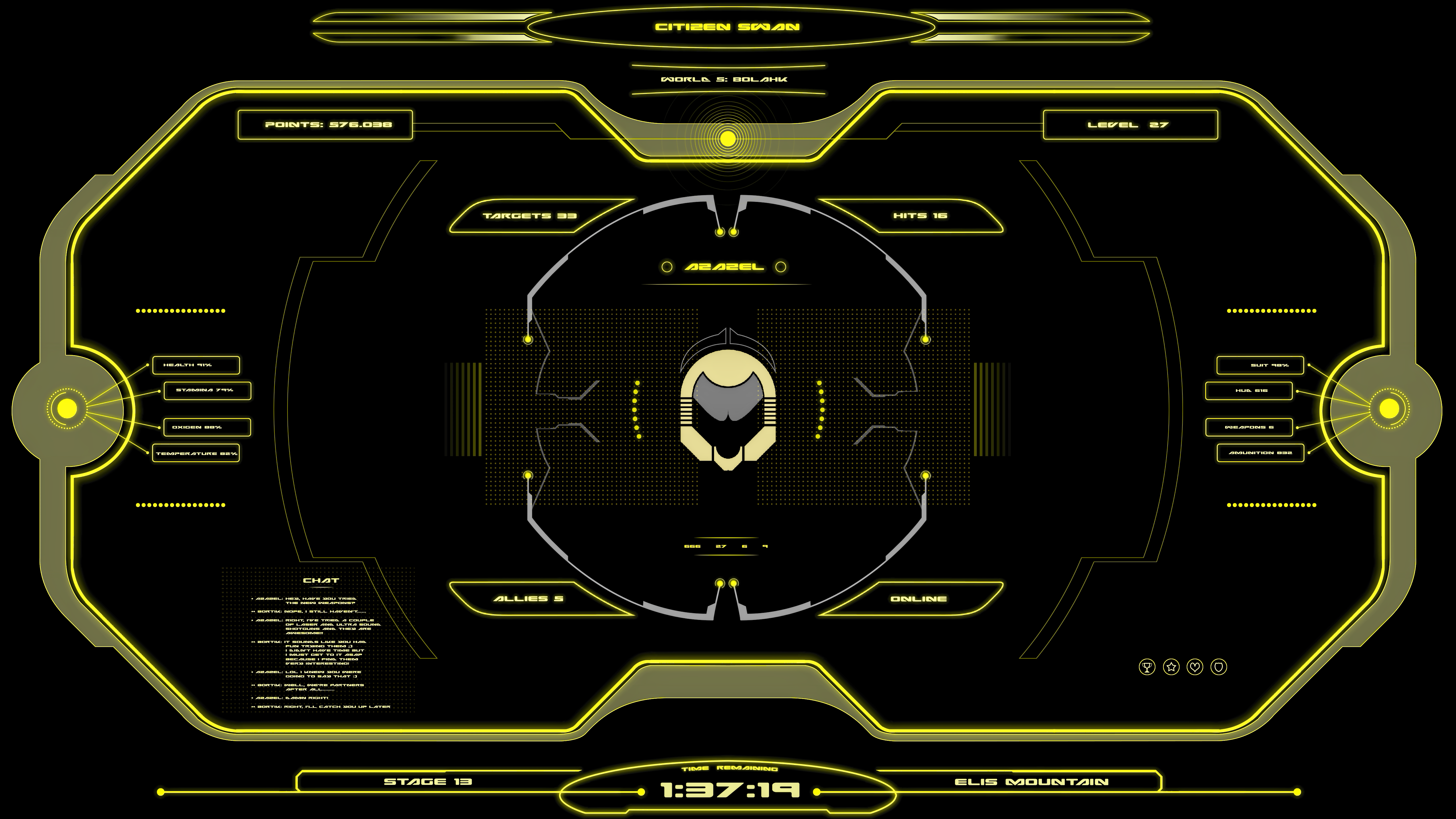 General 5120x2880 science fiction metalanguage HUD yellow video games helmet black background