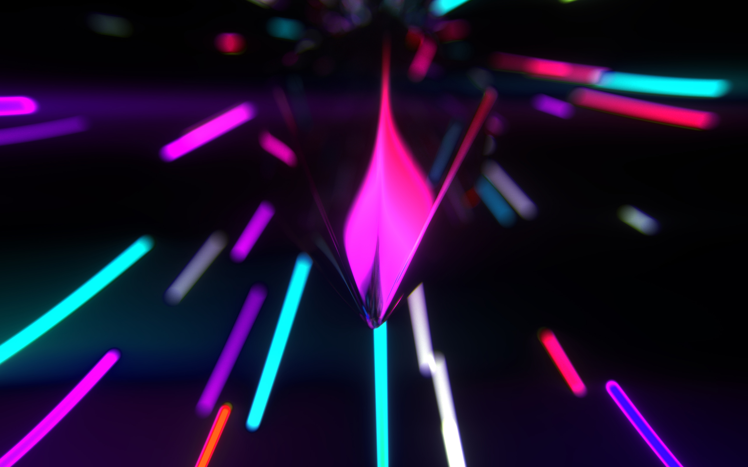 General 2880x1800 abstract digital art neon blurred 3D Abstract light trails dark pink cyan