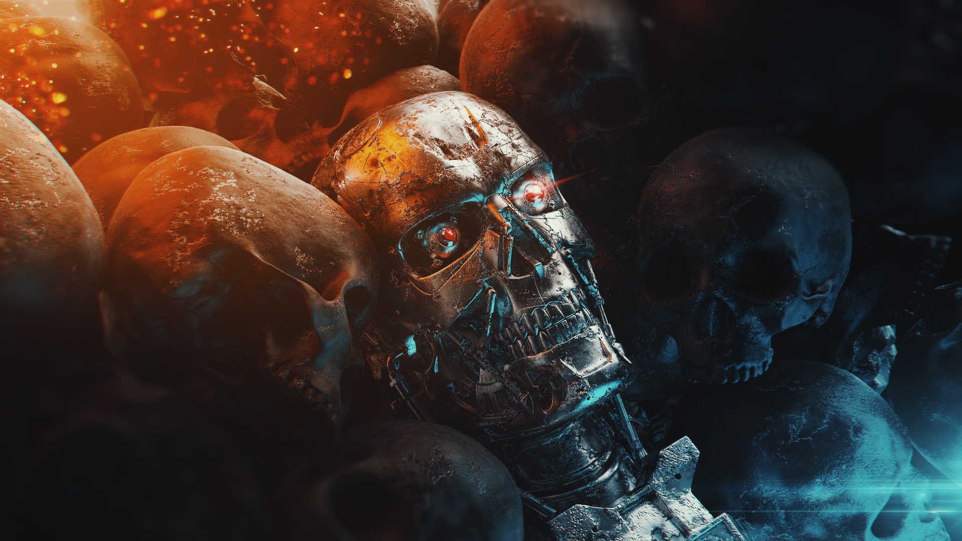 General 1920x1080 skull endoskeleton cyborg Terminator apocalyptic futuristic