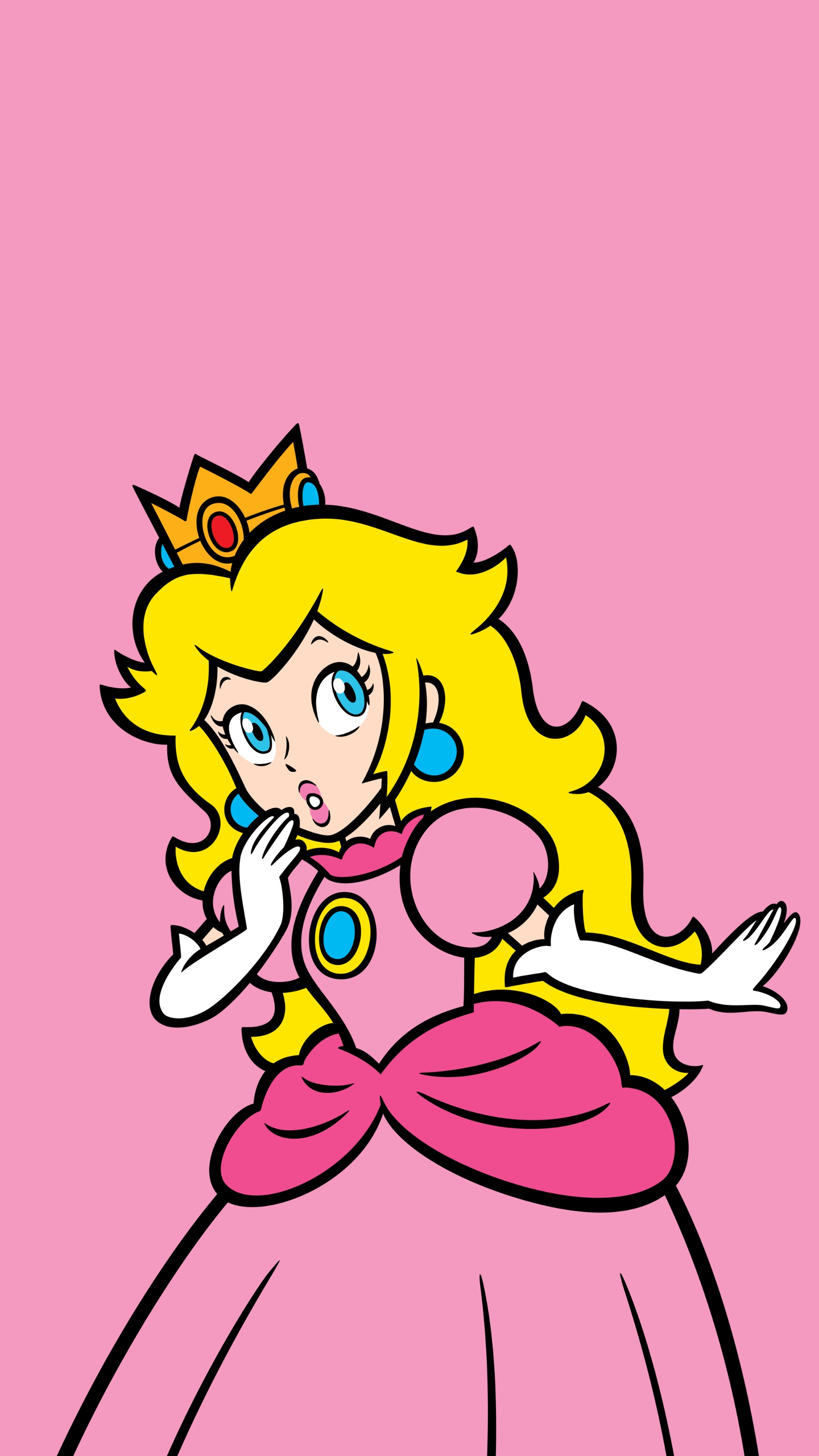 General 1440x2560 video games Super Mario Princess Peach video game girls blonde pink dress aqua eyes video game characters pink background pink lipstick long hair Nintendo