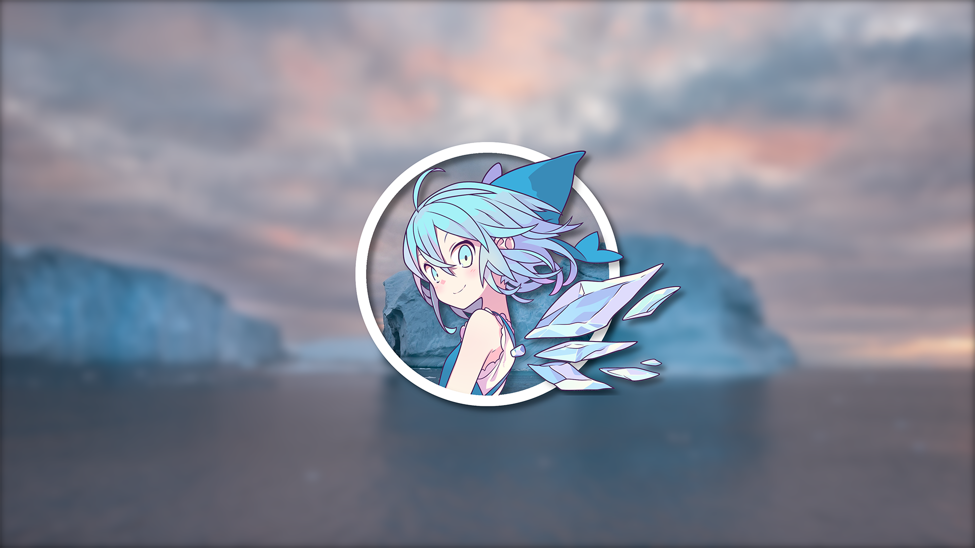 Anime 1920x1080 Cirno ice anime Touhou blue hair picture-in-picture wings
