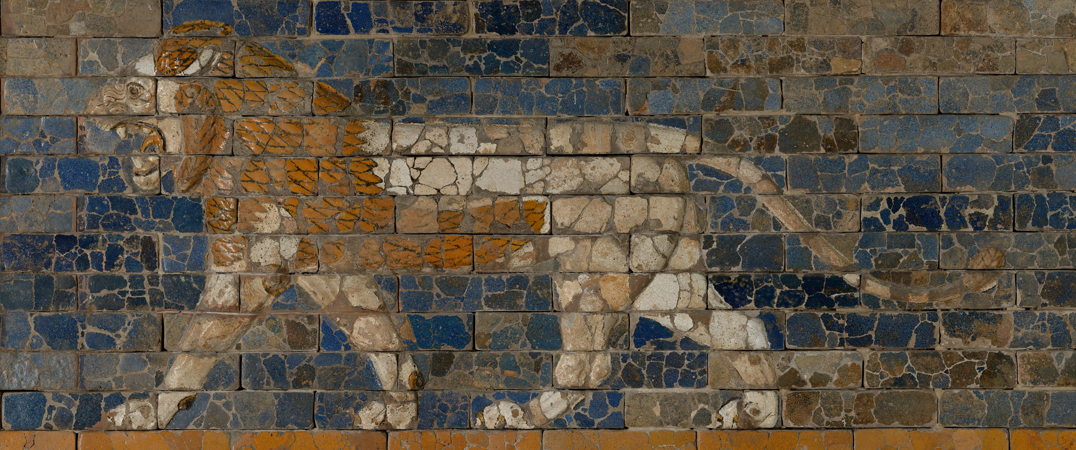 General 3440x1440 mural mosaic lion ultrawide Babylonian bricks artwork