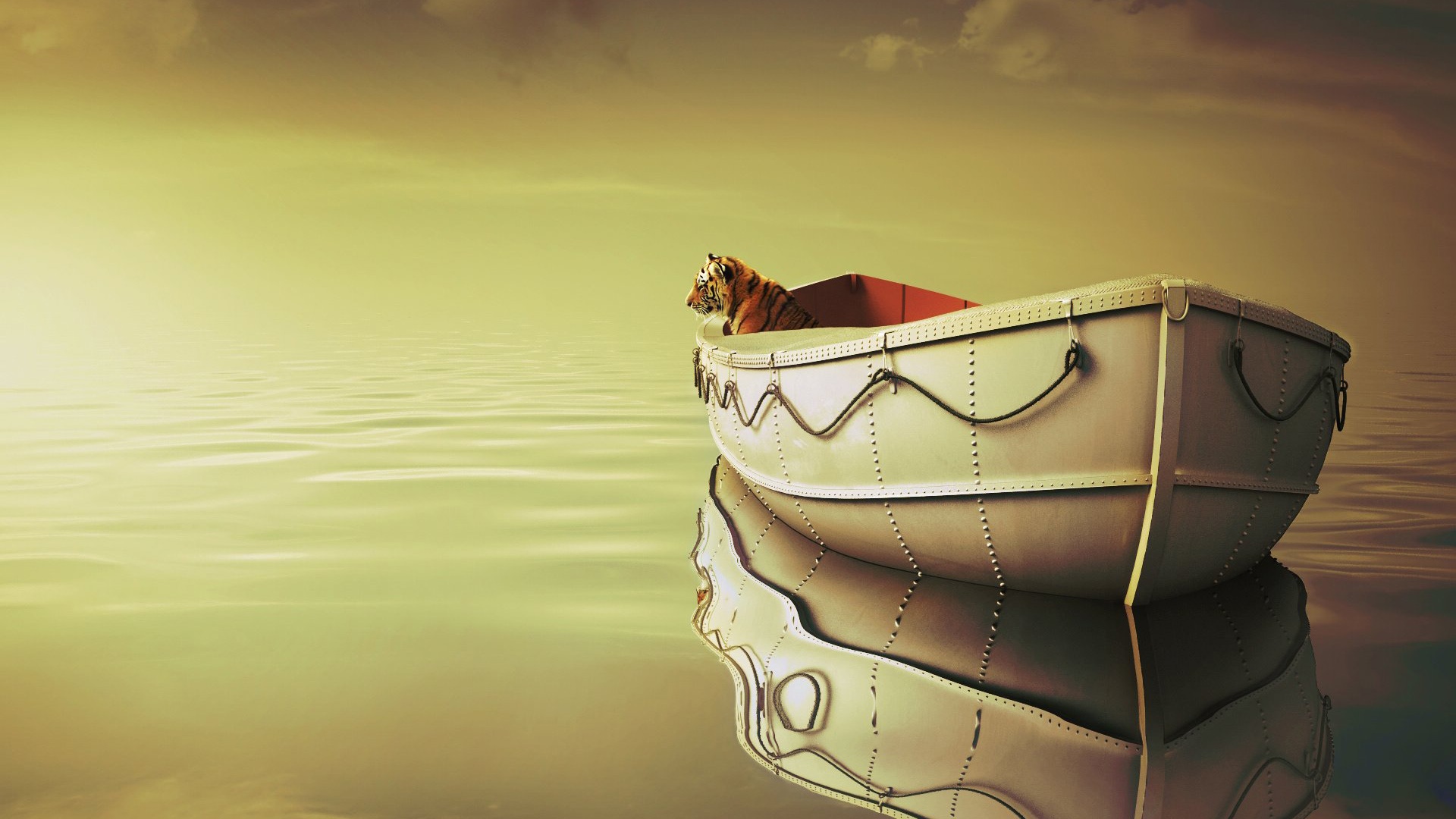 General 1920x1080 Life of Pi boat tiger ocean view daylight