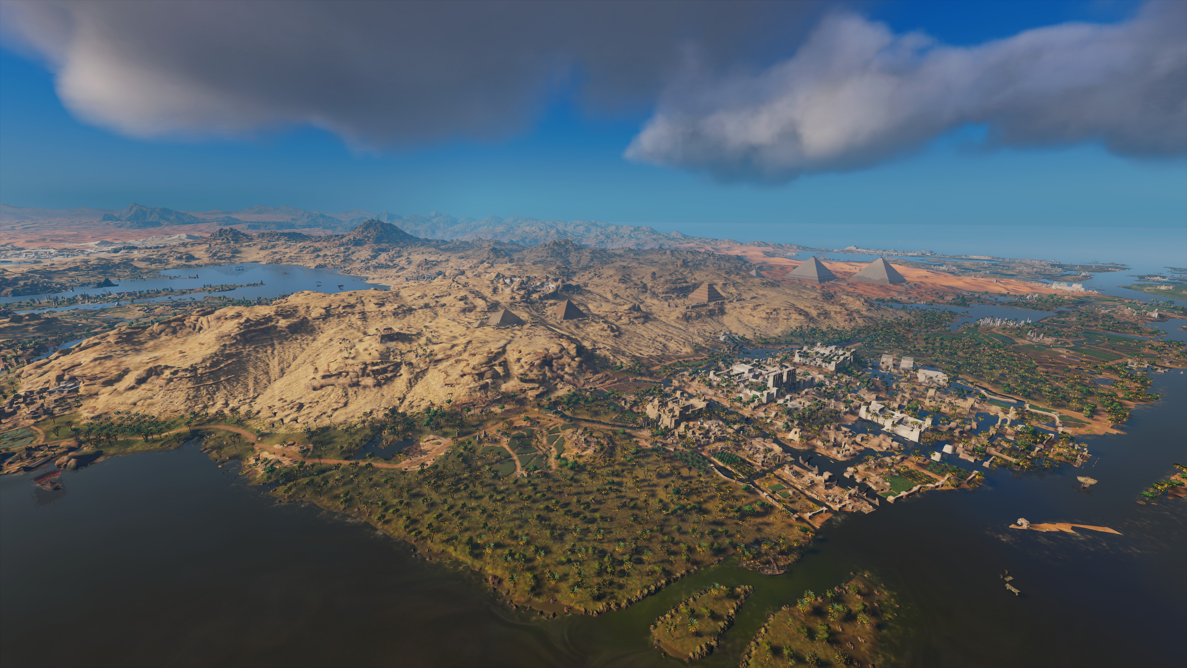 General 3840x2160 screen shot video game landscape aerial view Assassin's Creed: Origins Ubisoft