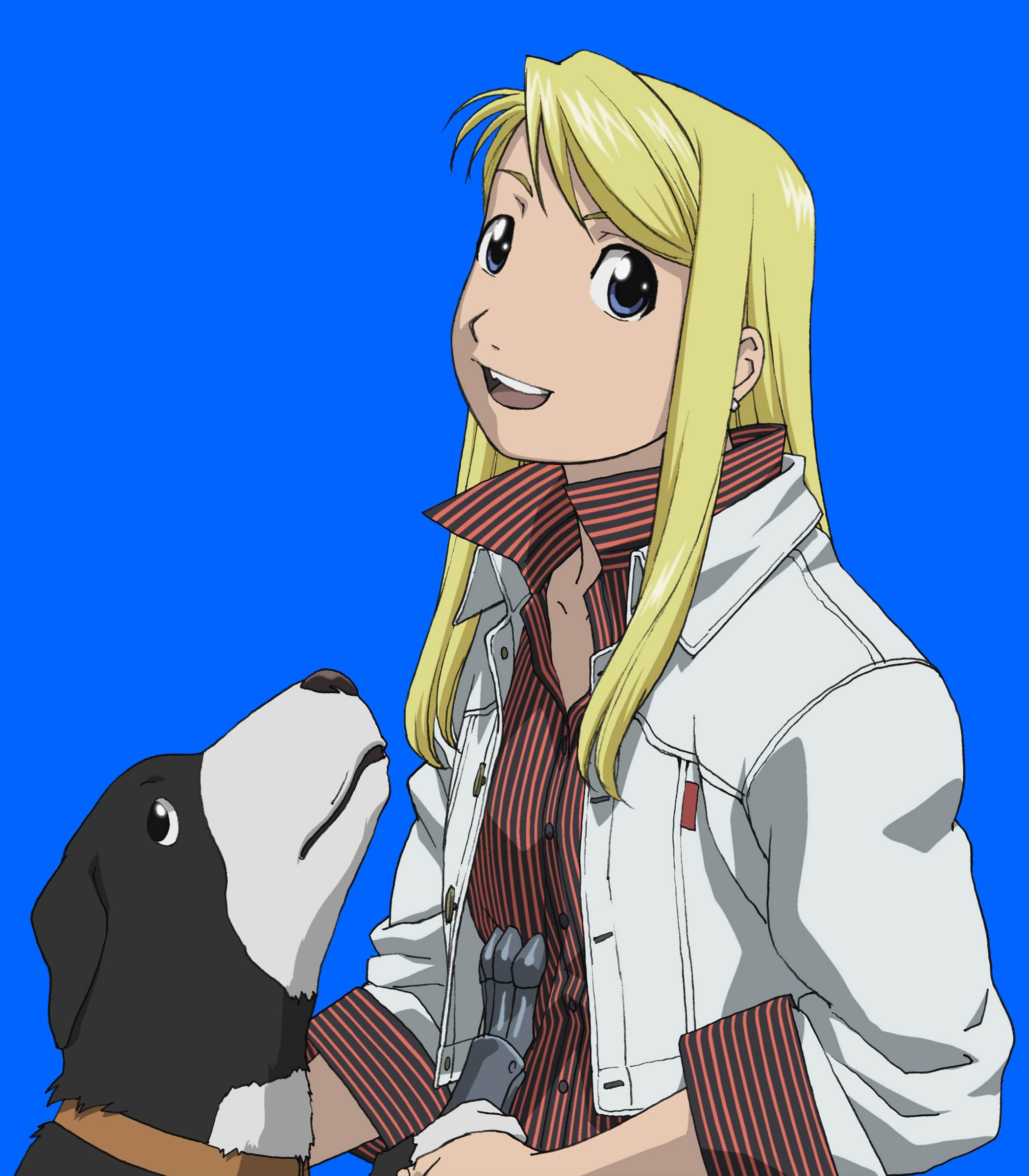 Anime 2100x2400 Full Metal Alchemist anime blue background dog anime girls blonde
