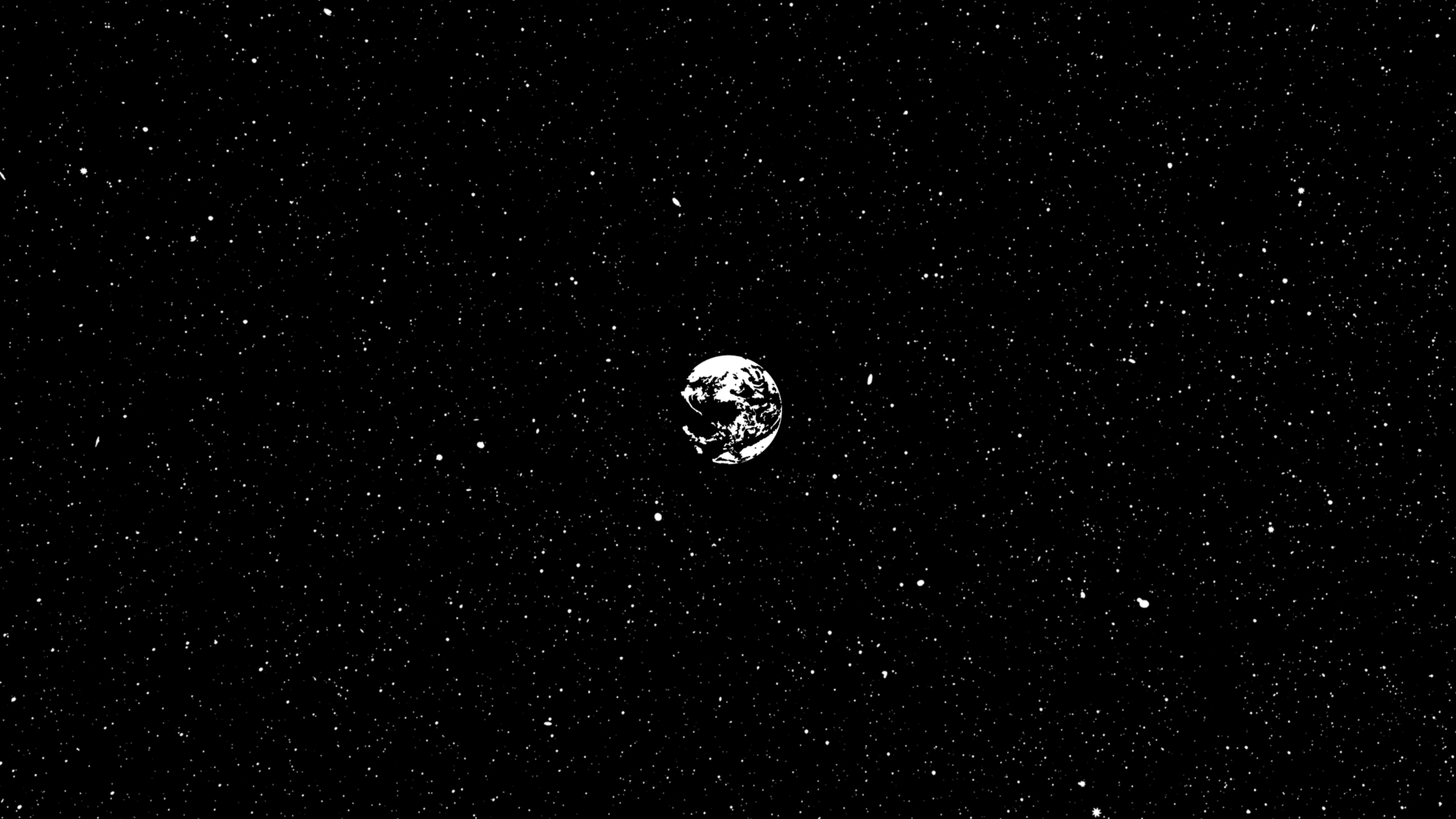 black, space, Earth, stars, monochrome, minimalism | 2560x1440