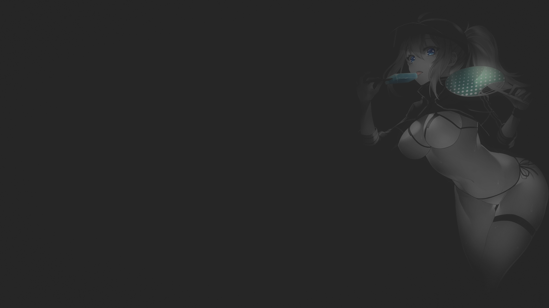 Anime 1920x1080 anime anime girls fan art illustration dark background selective coloring texture monochrome ecchi ice cream Fate series Fate/Grand Order Mysterious Heroine X (Fate/Grand Order) koruta (nekoimo) bikini Artoria Pendragon
