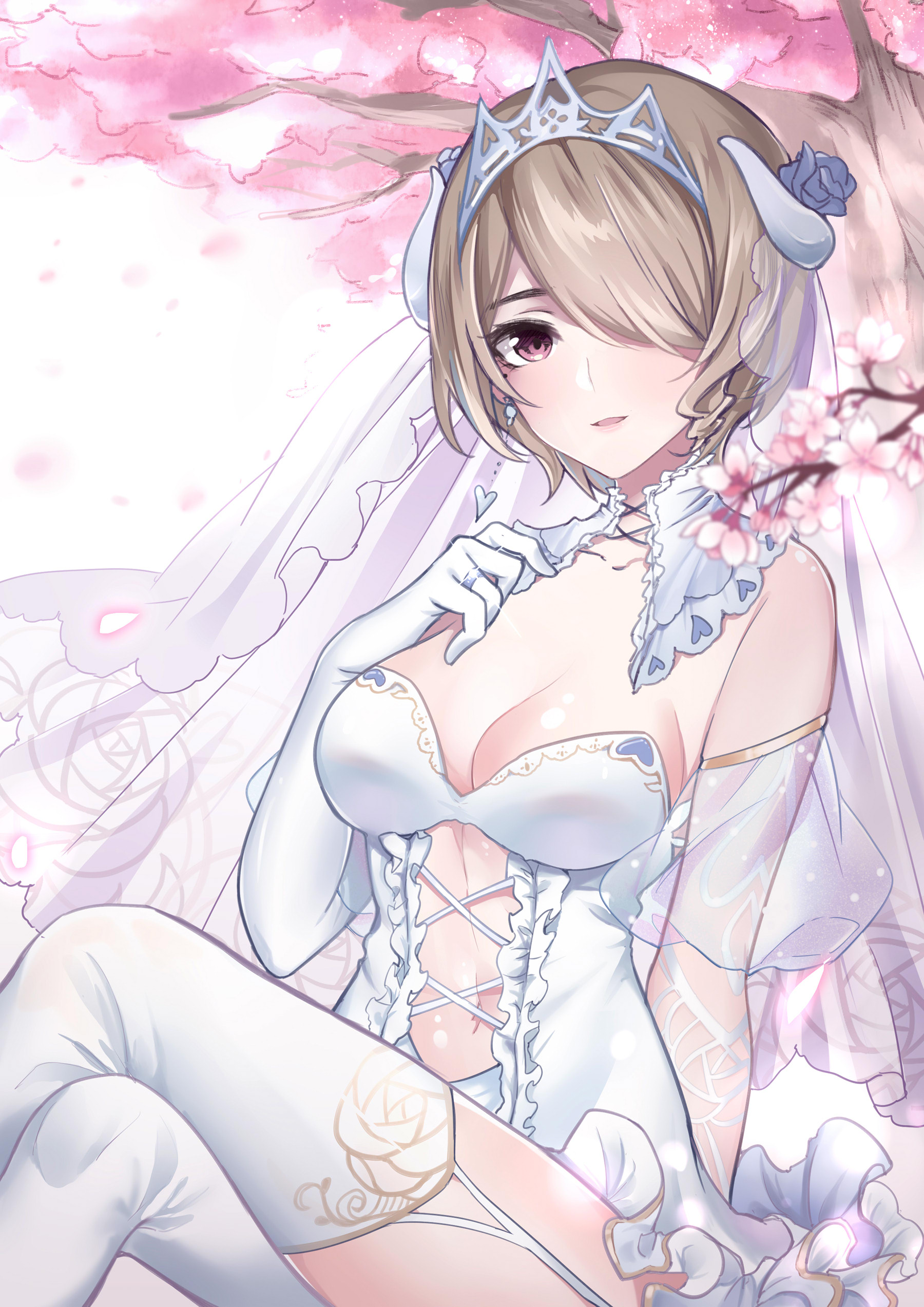 Anime 1800x2546 Honkai Impact 3rd Rita Rossweisse wedding dress anime cherry blossom
