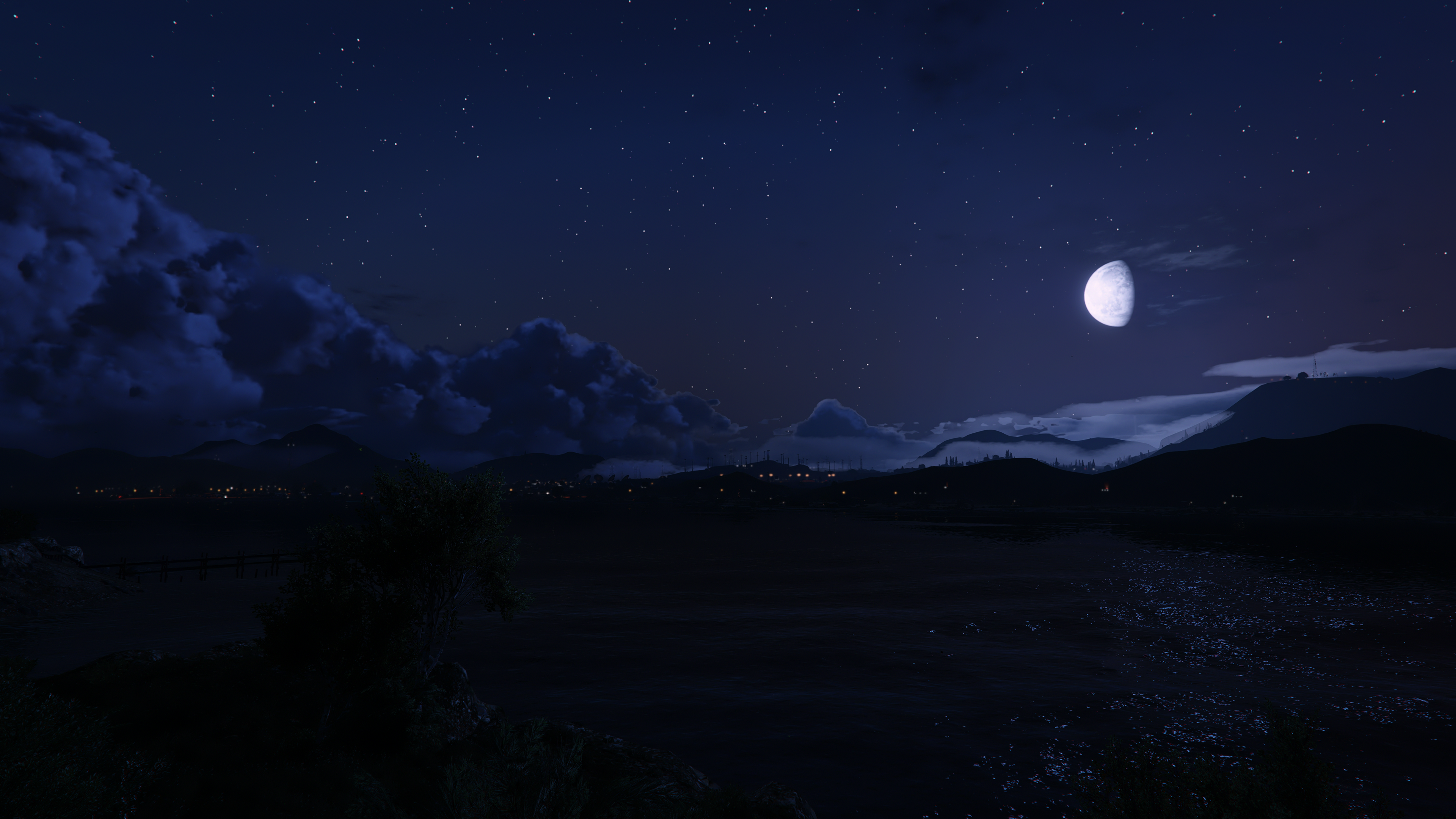General 3840x2160 Grand Theft Auto V nature landscape night moonlight depth of field
