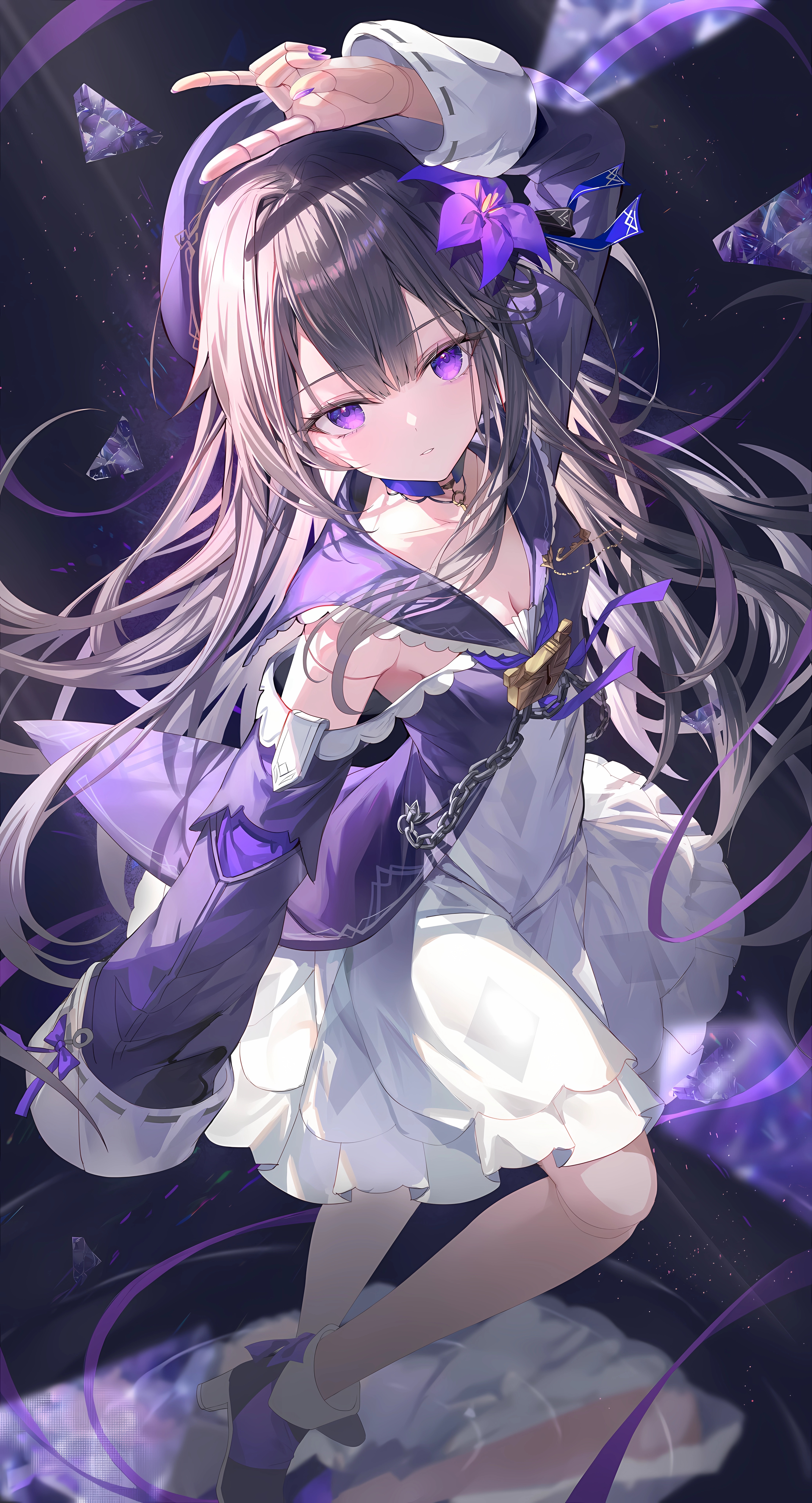 Anime 4420x8176 anime anime girls Herta (Honkai: Star Rail) Honkai: Star Rail long hair purple eyes dress video games