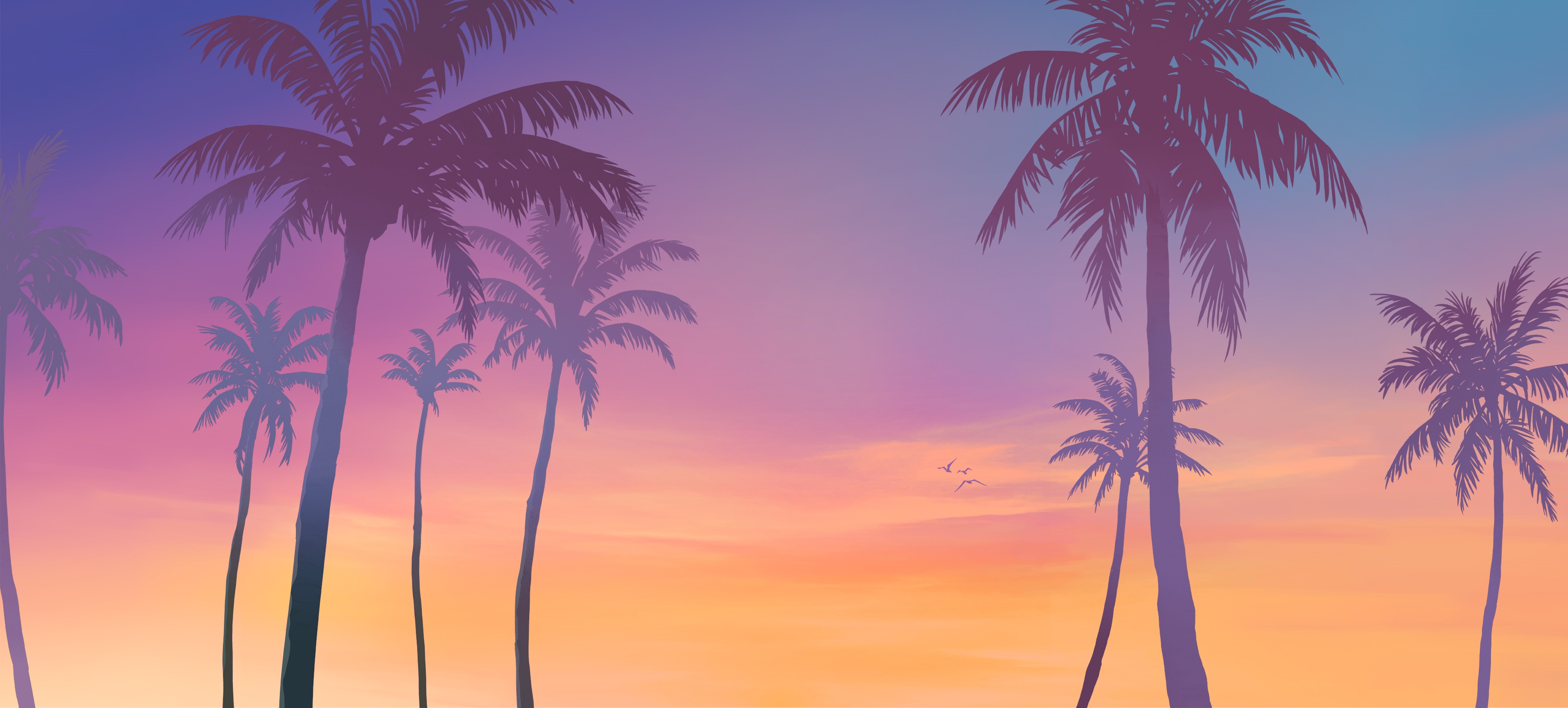 General 3502x1582 Grand Theft Auto Games Workshop minimalism palm trees sunset glow