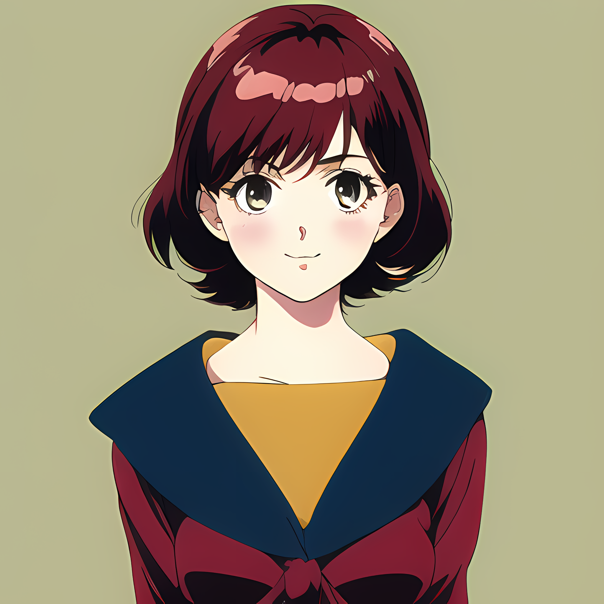 Anime 2048x2048 anime girls novel ai anime redhead face smiling simple background