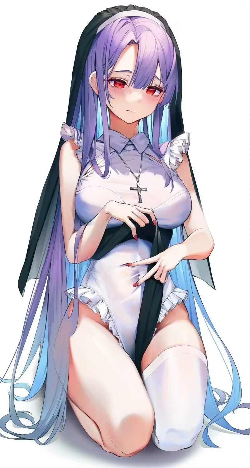 Anime 802x1500 anime anime girls nuns nun outfit cross stockings thighs
