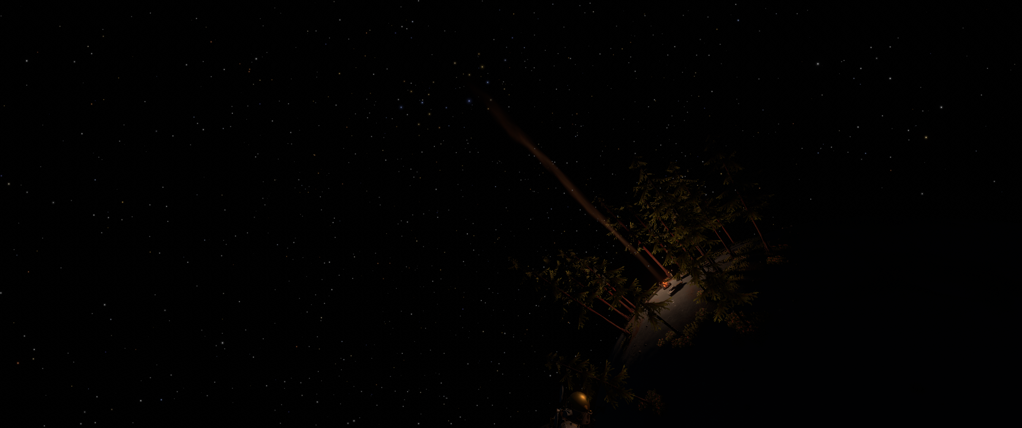 General 3440x1440 forest bonfires night simple background black background minimalism Outer Wilds