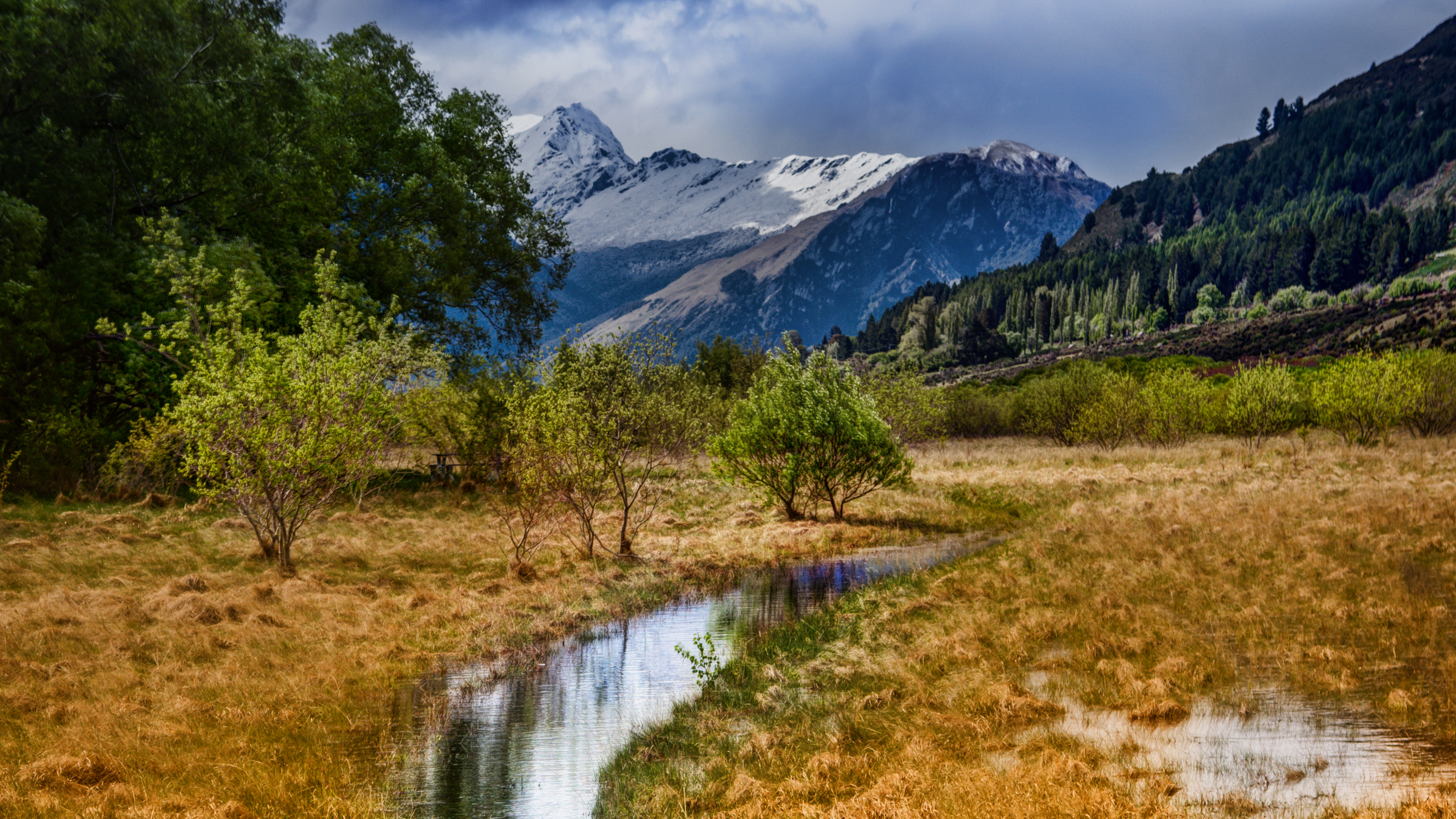 General 3840x2160 landscape 4K New Zealand nature mountains snow water trees