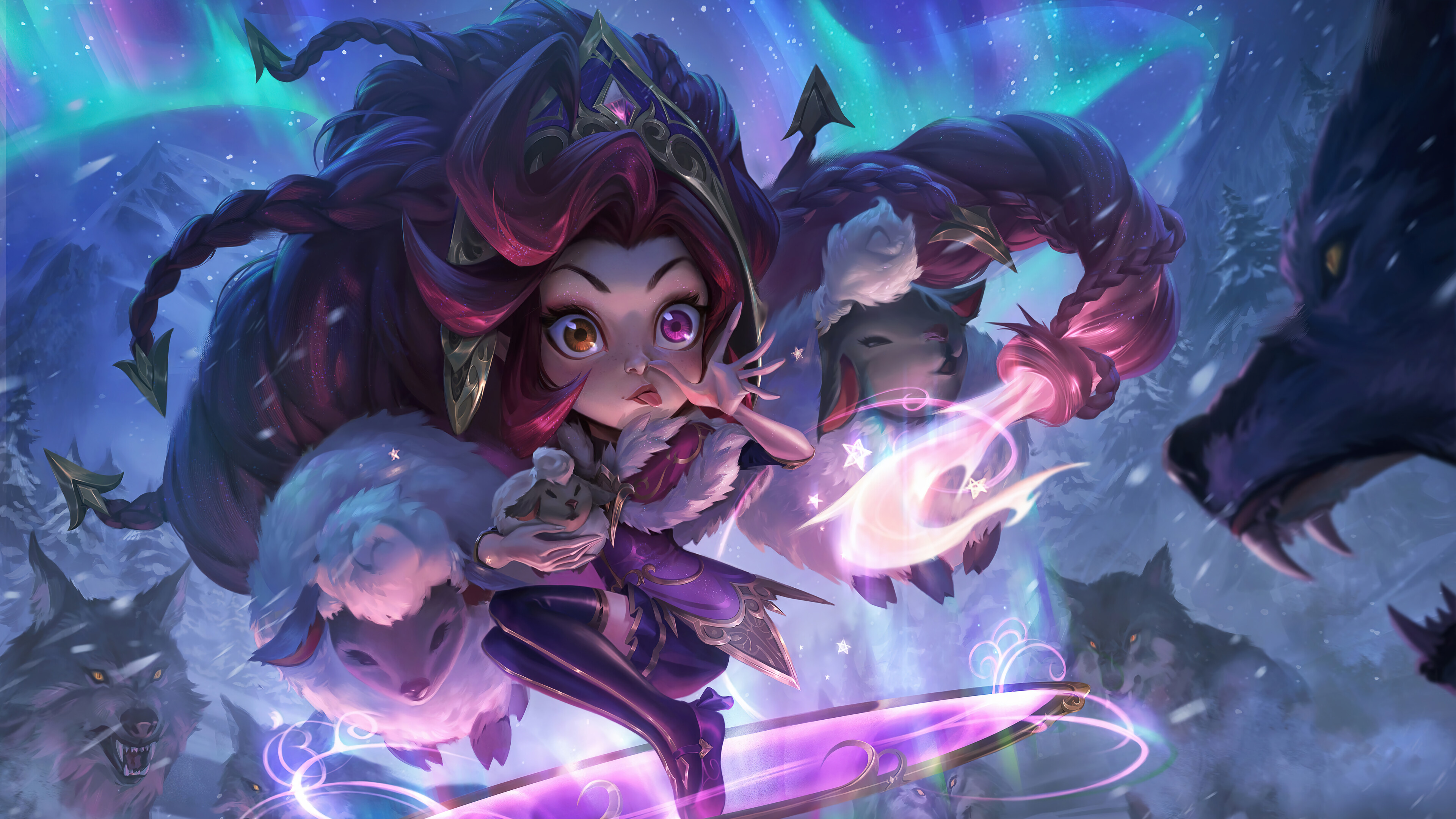 General 3840x2160 video games GZG 4K Riot Games digital art League of Legends Winterblessed (League of Legends) Zoe (League of Legends) video game art video game characters heterochromia