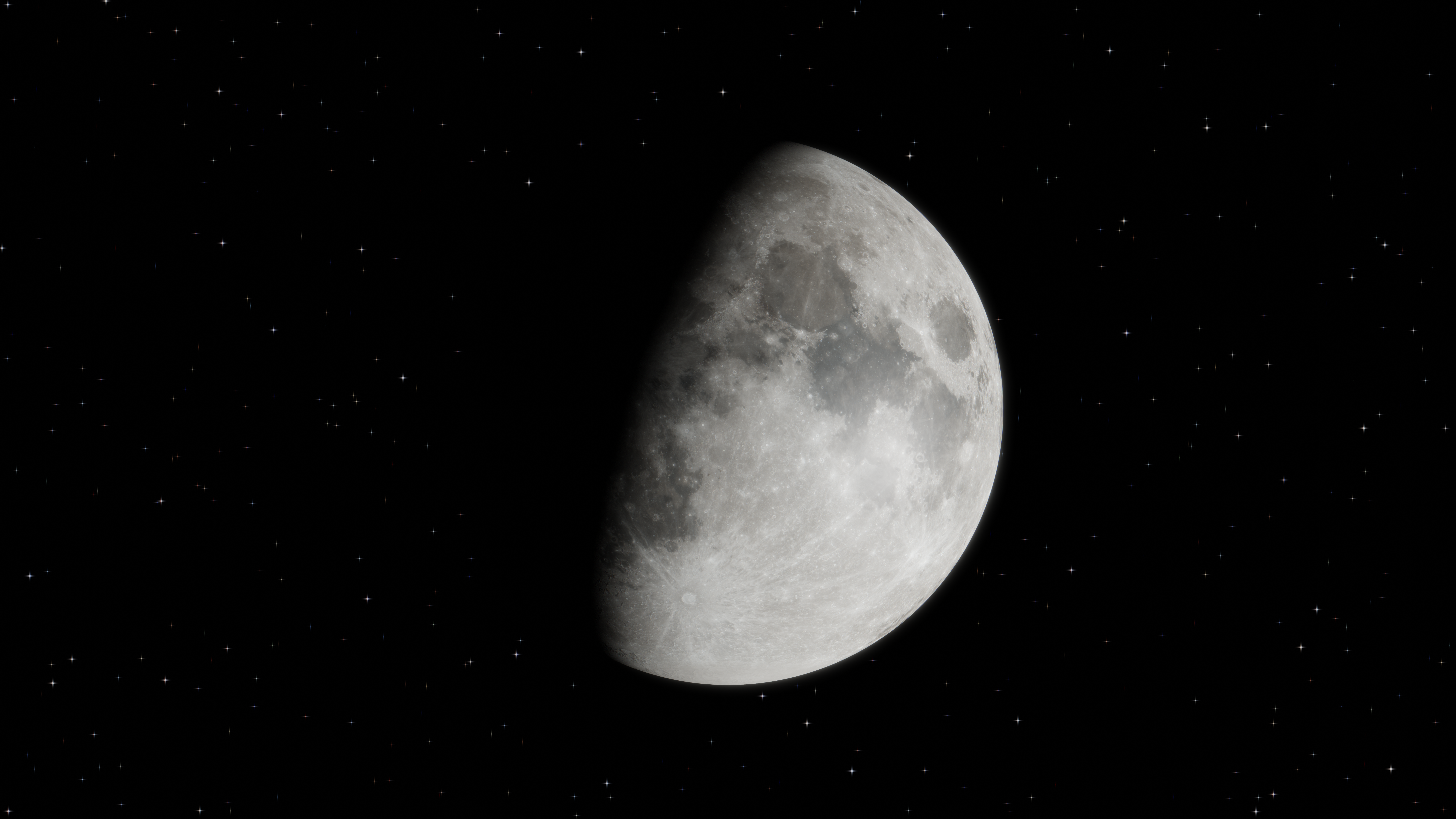 General 7680x4320 Moon night stars shadow sky space digital art Blender