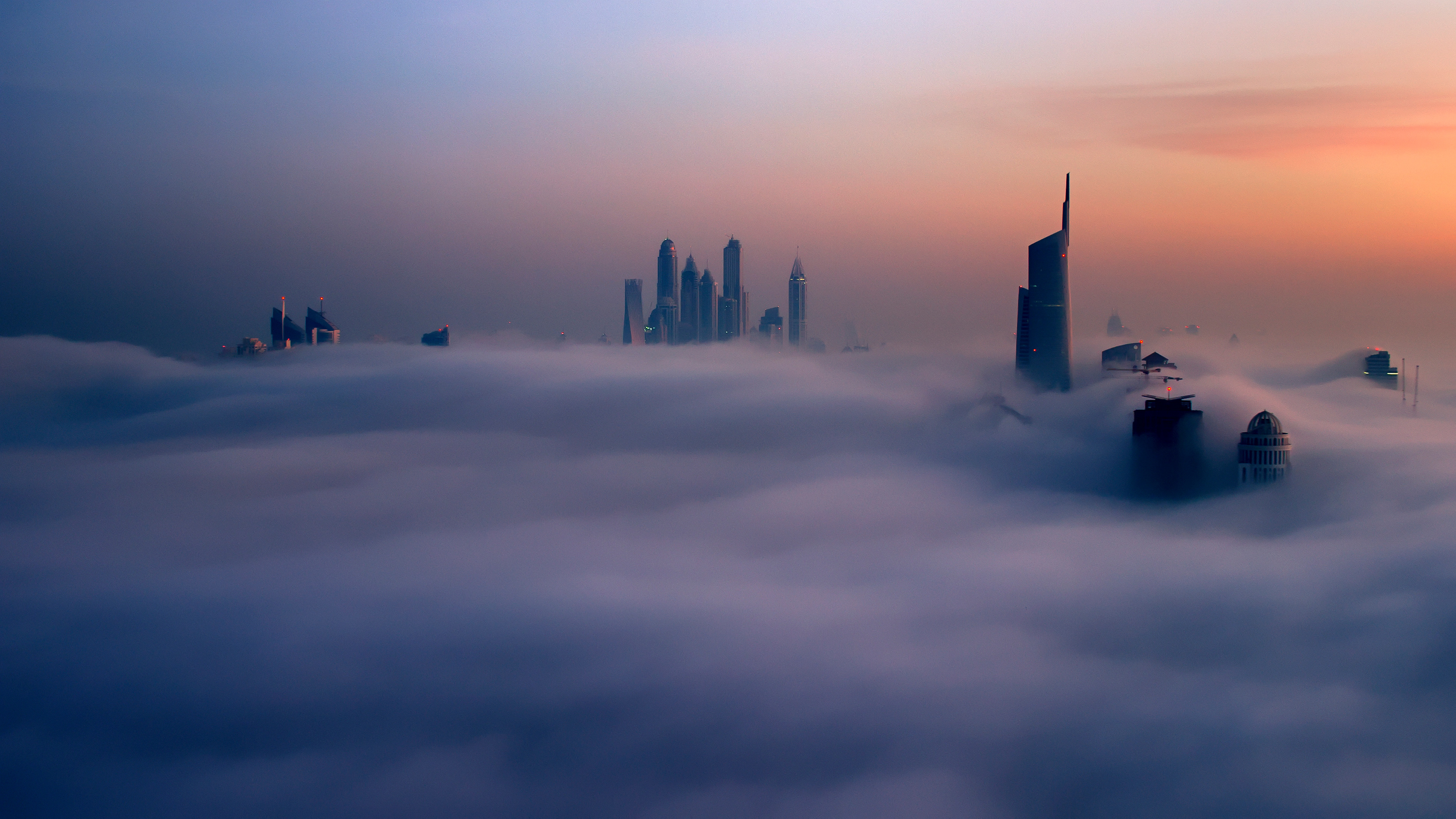 General 3000x1688 skyline clouds urban fog architecture AI art