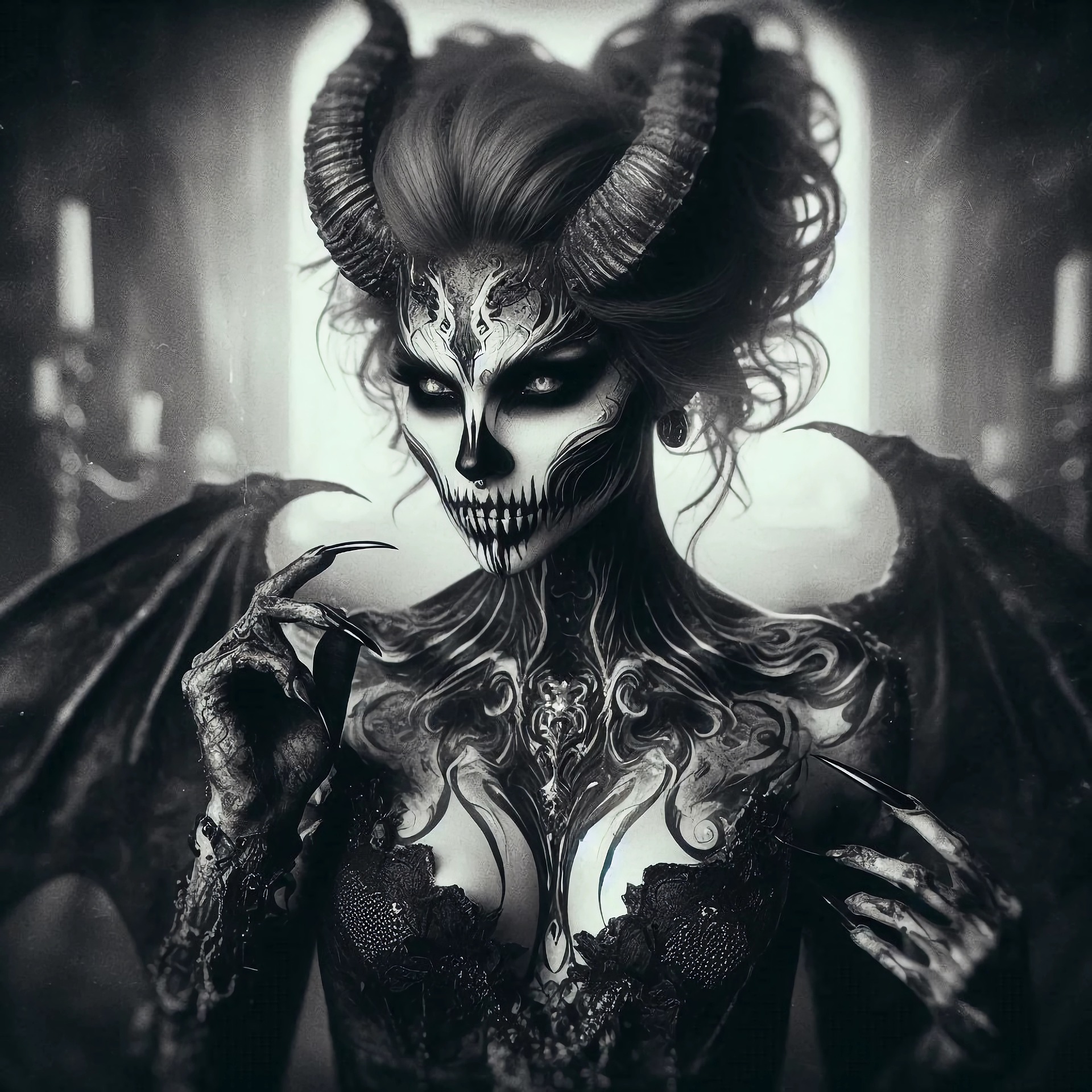 General 1920x1920 succubus demon demon girls demoness fantasy girl creepy fantasy art dark fantasy evil horror digital art AI art