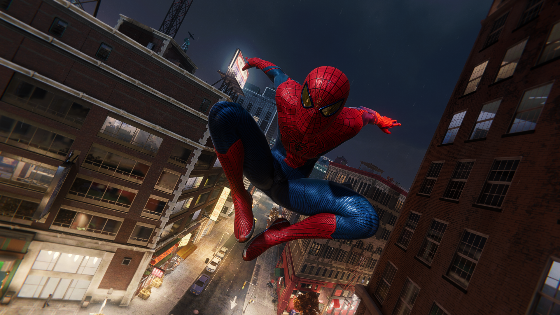 General 1920x1080 Spider-Man Spider-Man (2018) Marvel Comics PlayStation bodysuit superhero night building street city CGI