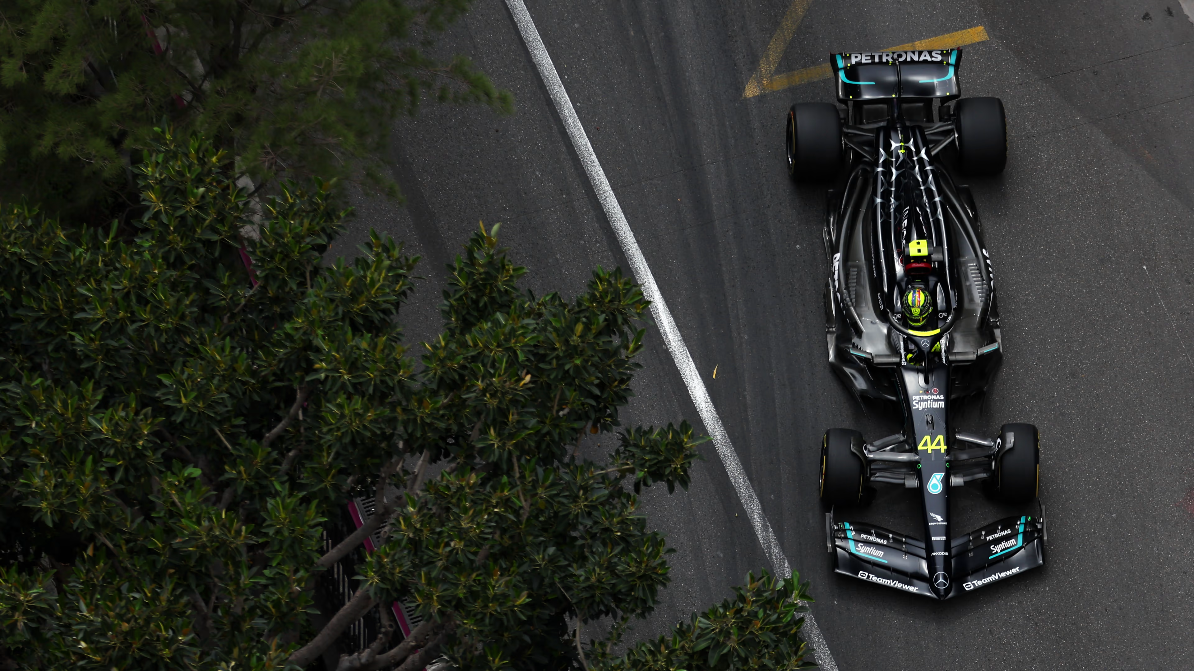 General 3840x2160 Formula 1 formula cars Monaco Mercedes F1 Lewis Hamilton top view race cars car