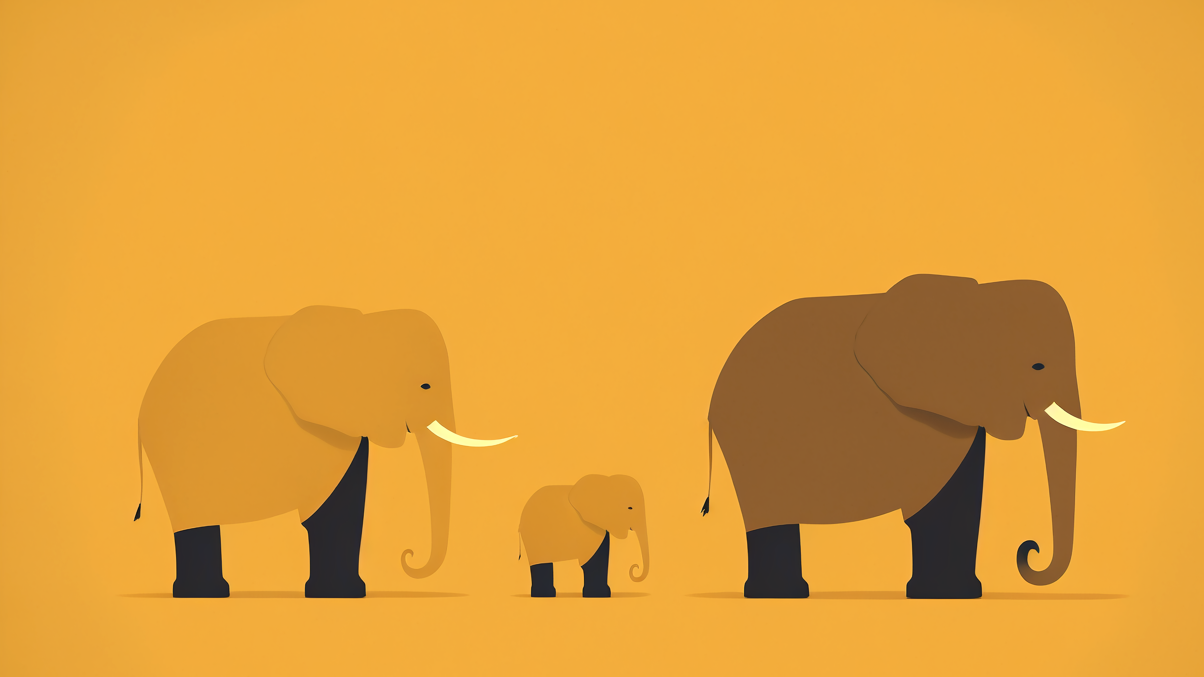 General 3840x2160 minimalism AI art simple background vector animals elephant orange background