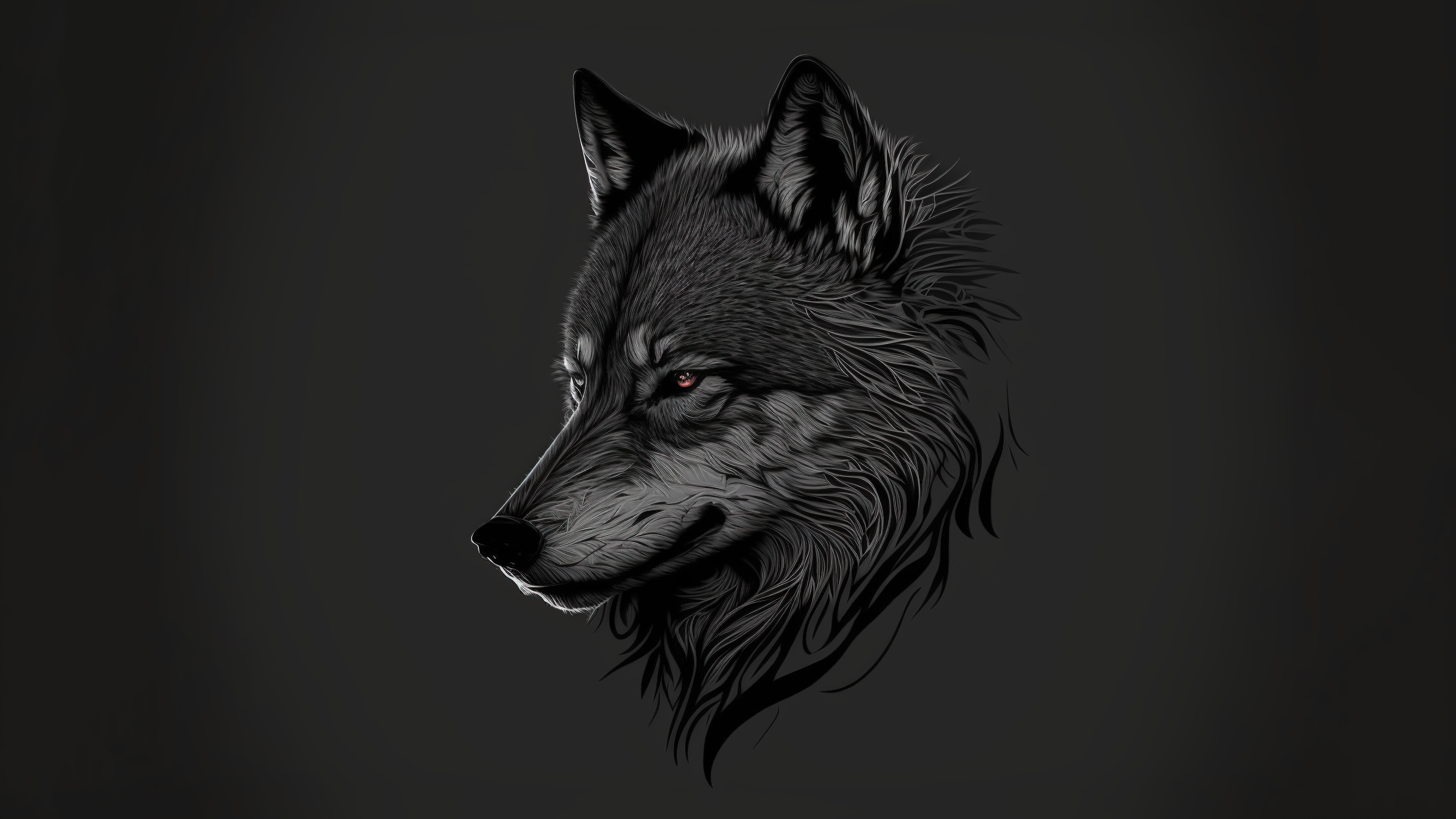 General 3840x2160 wolf AI art digital art simple background animals