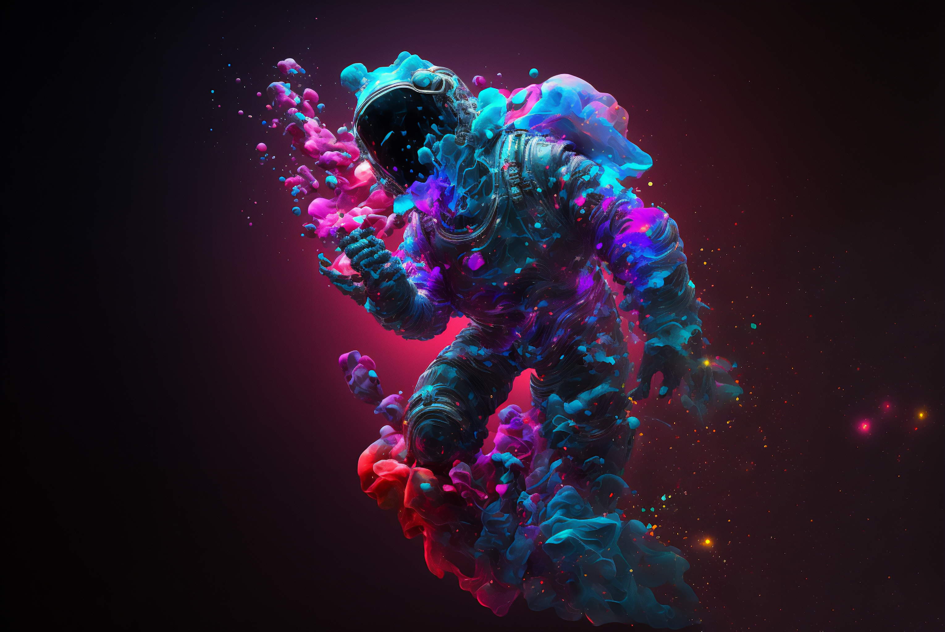 General 3060x2048 AI art psychedelic simple background colorful astronaut