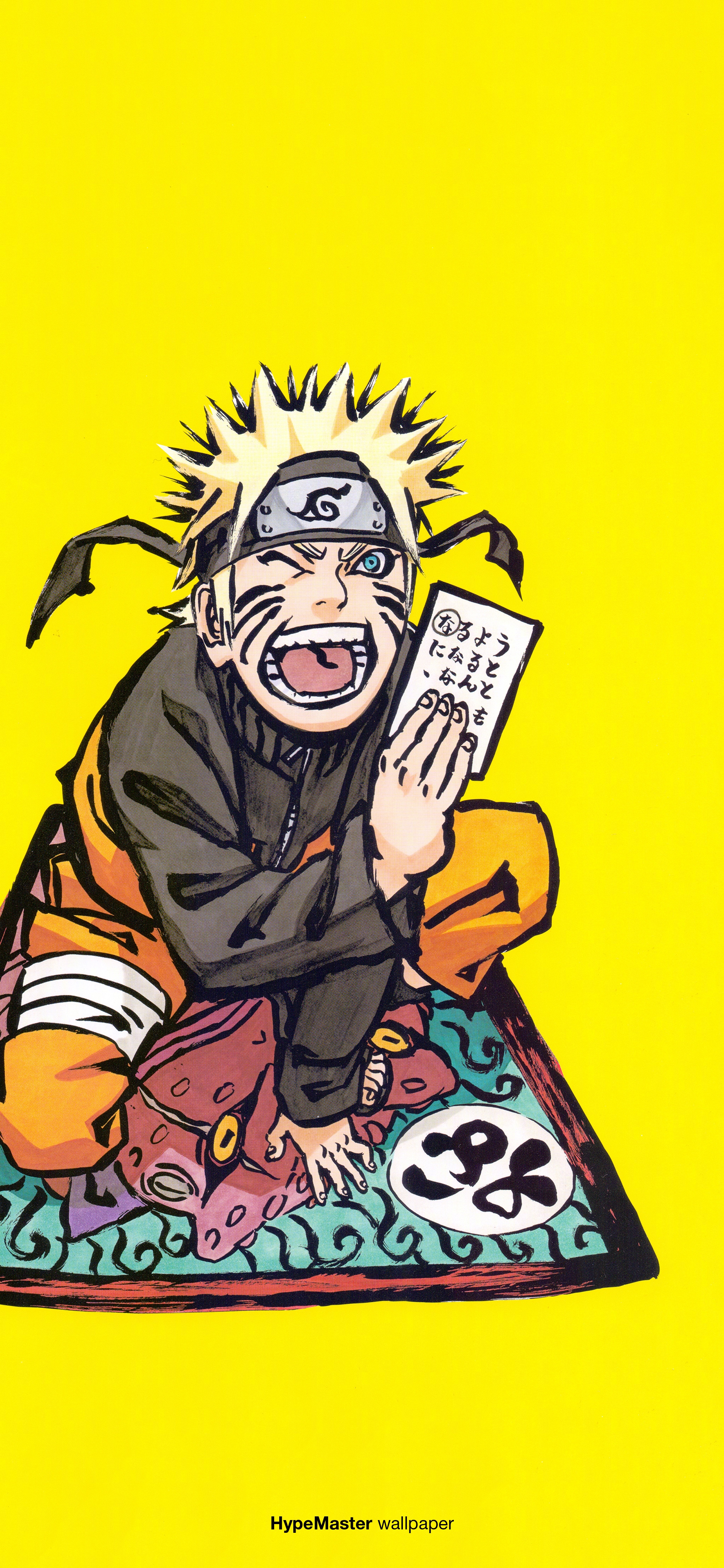 Anime 2160x4677 Naruto (anime) anime boys Japanese one eye closed teeth Japanese characters Uzumaki Naruto headband portrait display blue eyes blonde Naruto Shippuden looking at viewer bent legs simple background frog open mouth