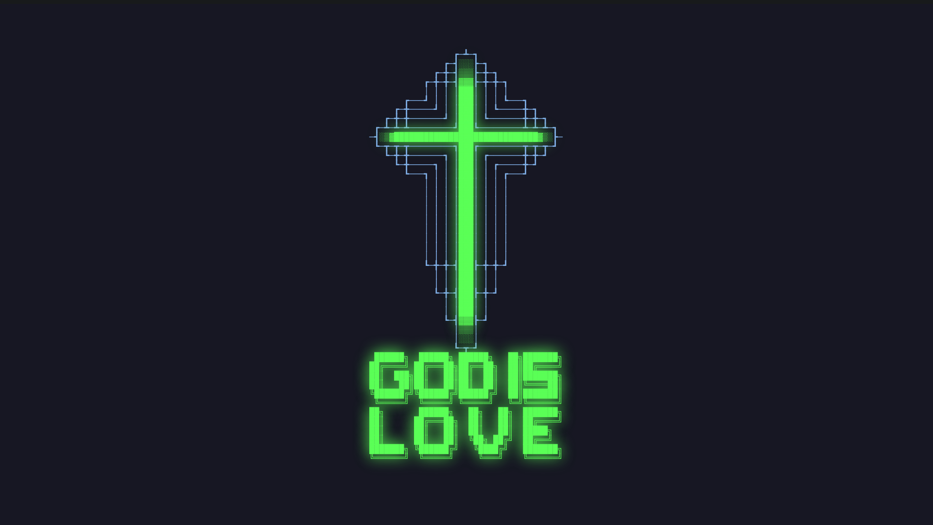 General 1920x1080 crucifix neon hacking abstract digital art simple background text black background cross minimalism neon green