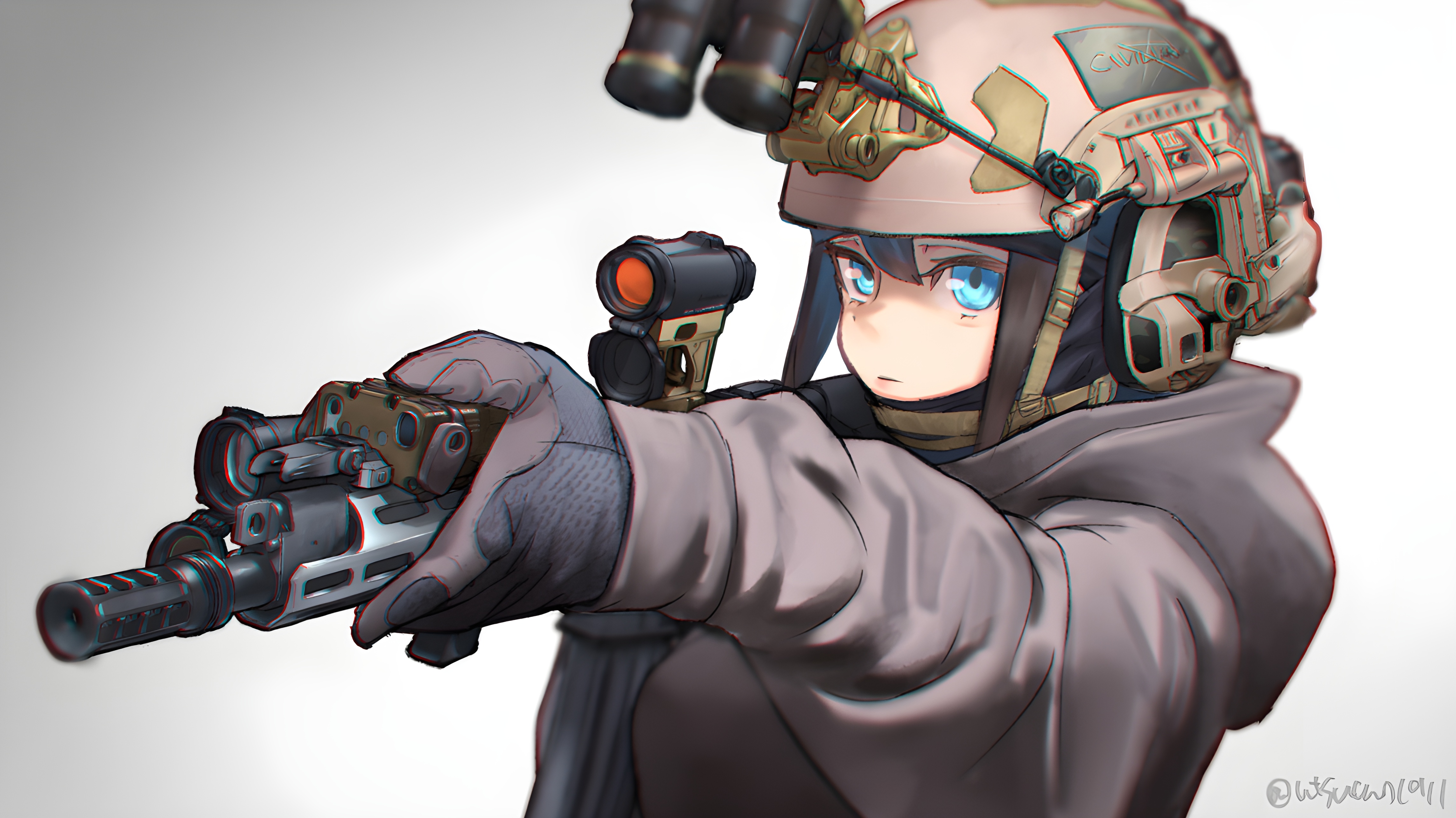 Anime anime gun Guns GirlZ original characters twintails HD wallpaper   Pxfuel