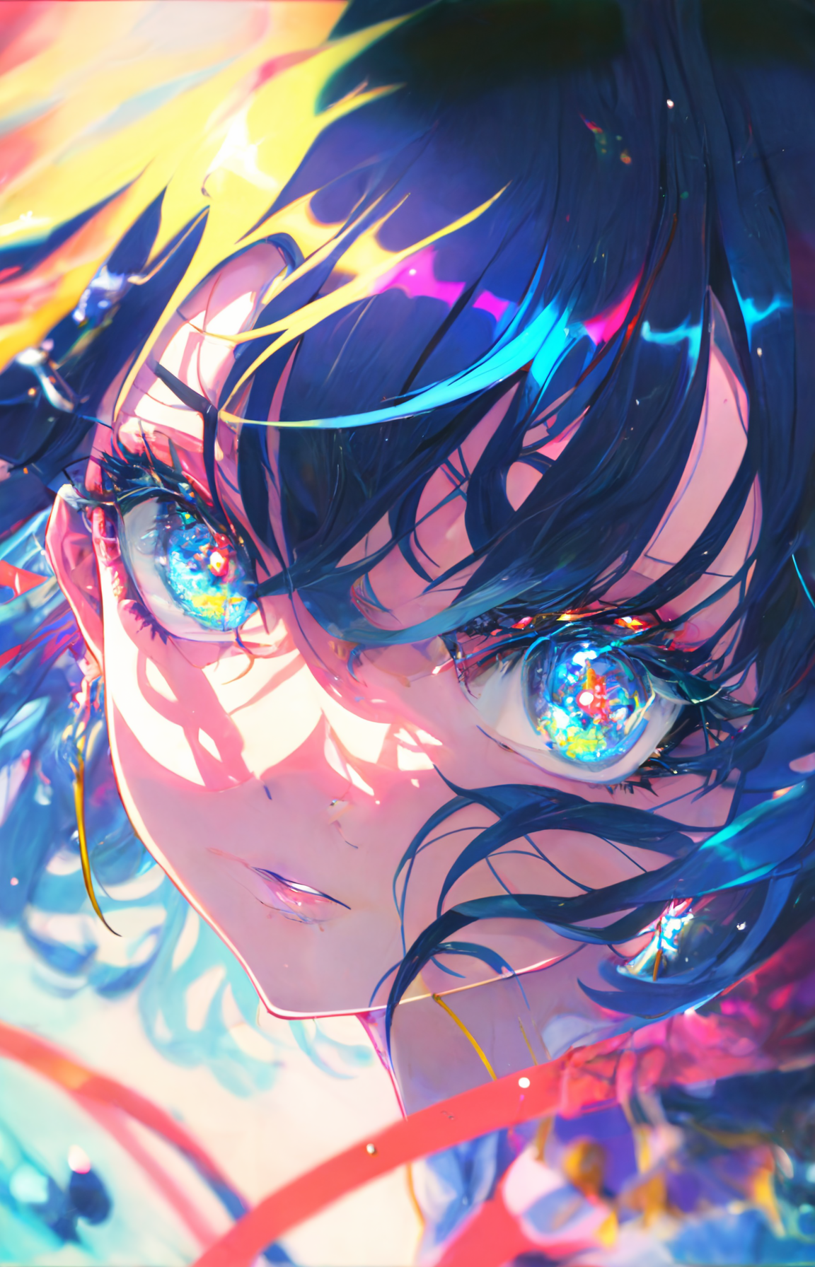 Anime 1152x1792 anime girls looking at viewer portrait display colorful eyes multi-colored eyes face