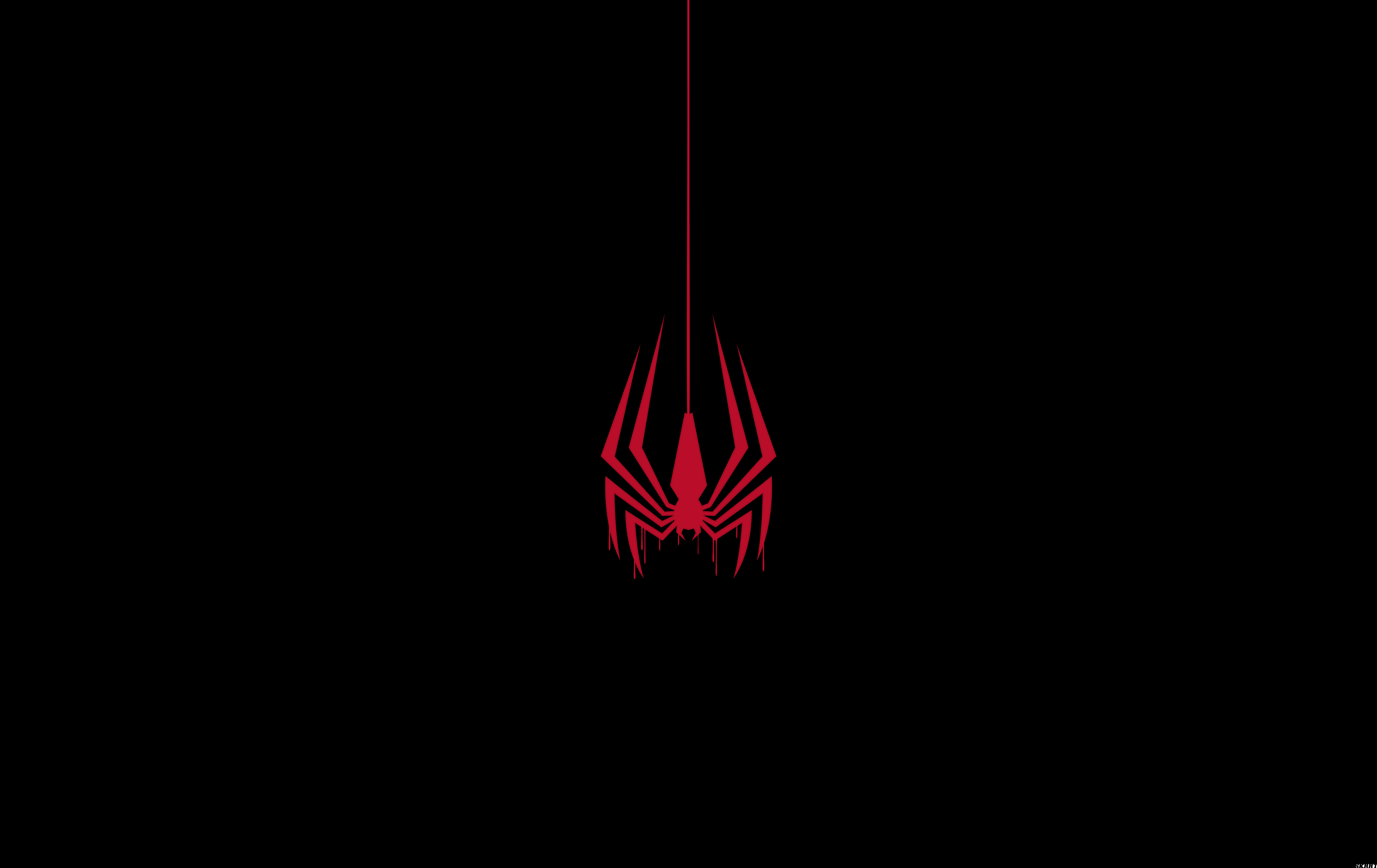 General 8179x5156 Spider-Man Spiderman 2 simple background black red dripping paint spider logo superhero Marvel Comics digital art