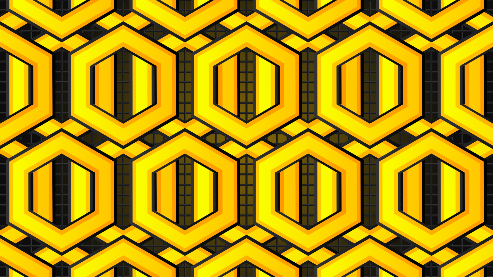 General 1920x1080 geometry geometric figures colorful abstract CGI digital art pattern artwork shapes hexagon minimalism simple background yellow