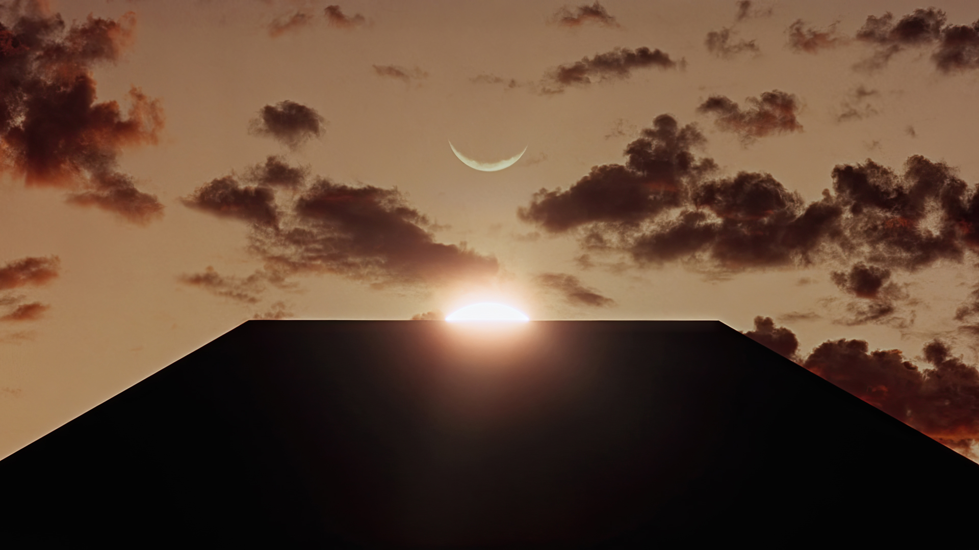 General 1920x1080 2001: A Space Odyssey movies film stills sky Sun Moon clouds Monolith Stanley Kubrick