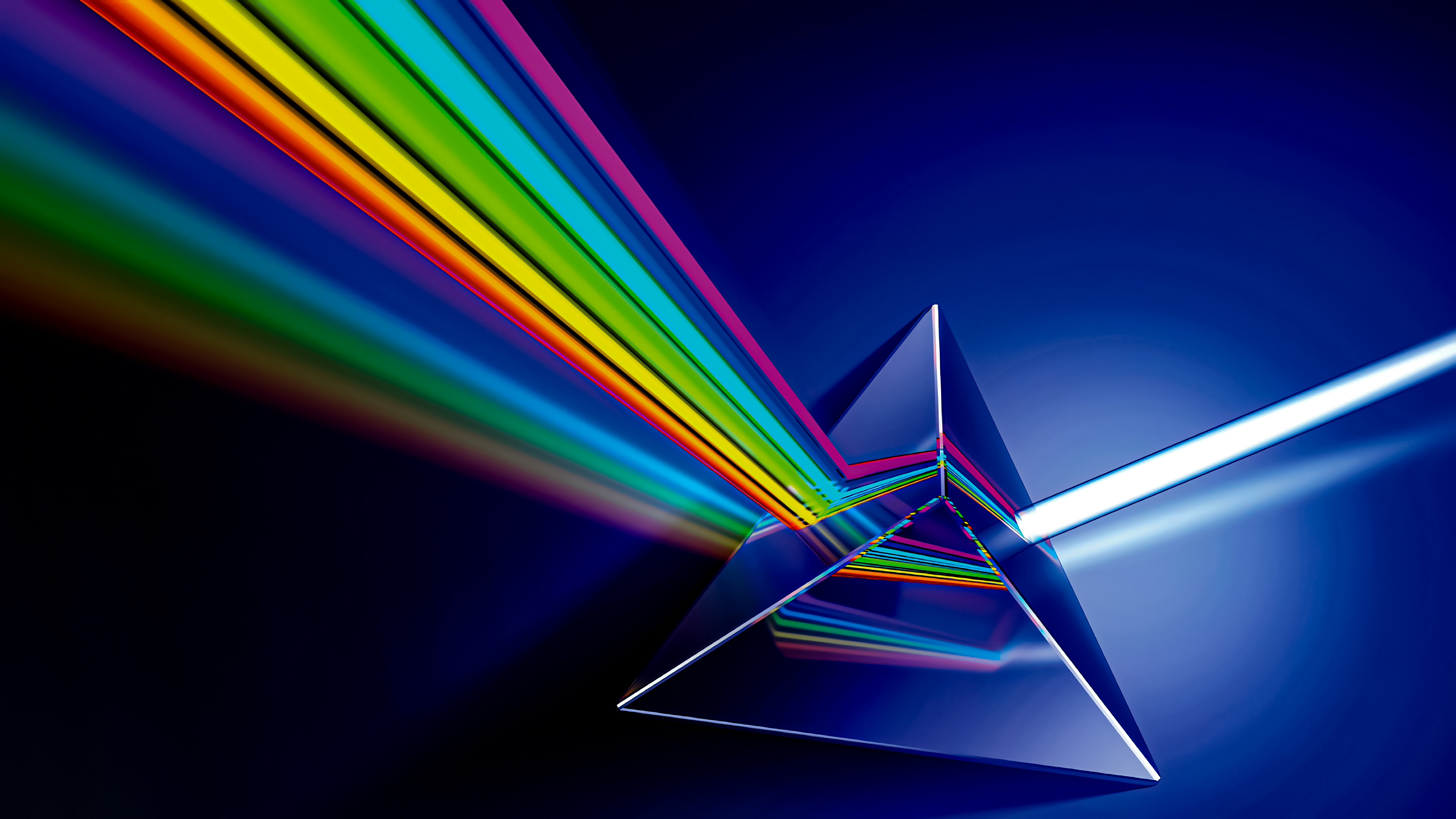 General 3840x2160 digital art CGI 4K abstract prism triangle minimalism geometric figures colorful The Dark Side of the Moon