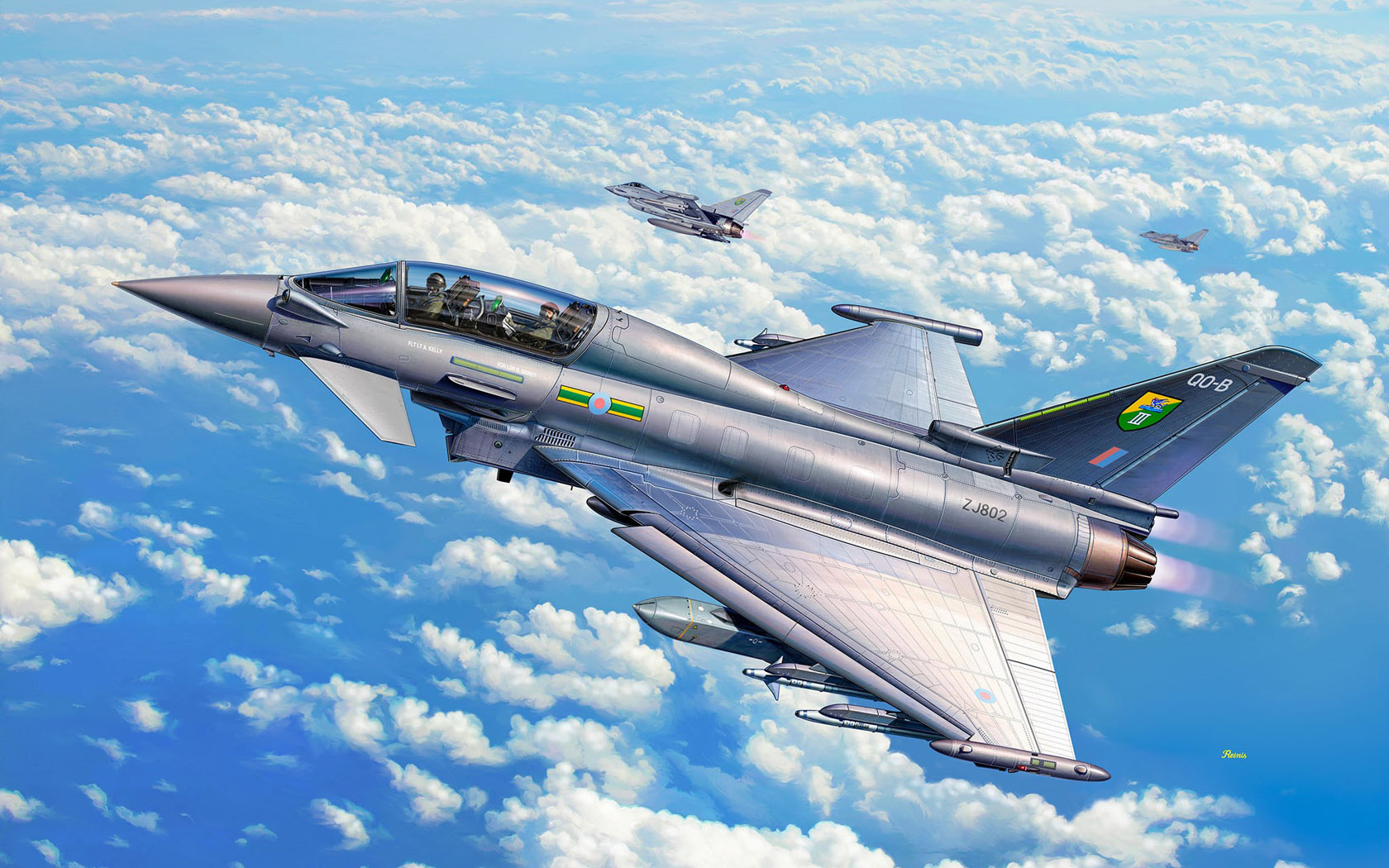 General 1680x1050 aircraft flying sky military military vehicle artwork missiles clouds air force Eurofighter Typhoon Boxart jet fighter Royal Navy