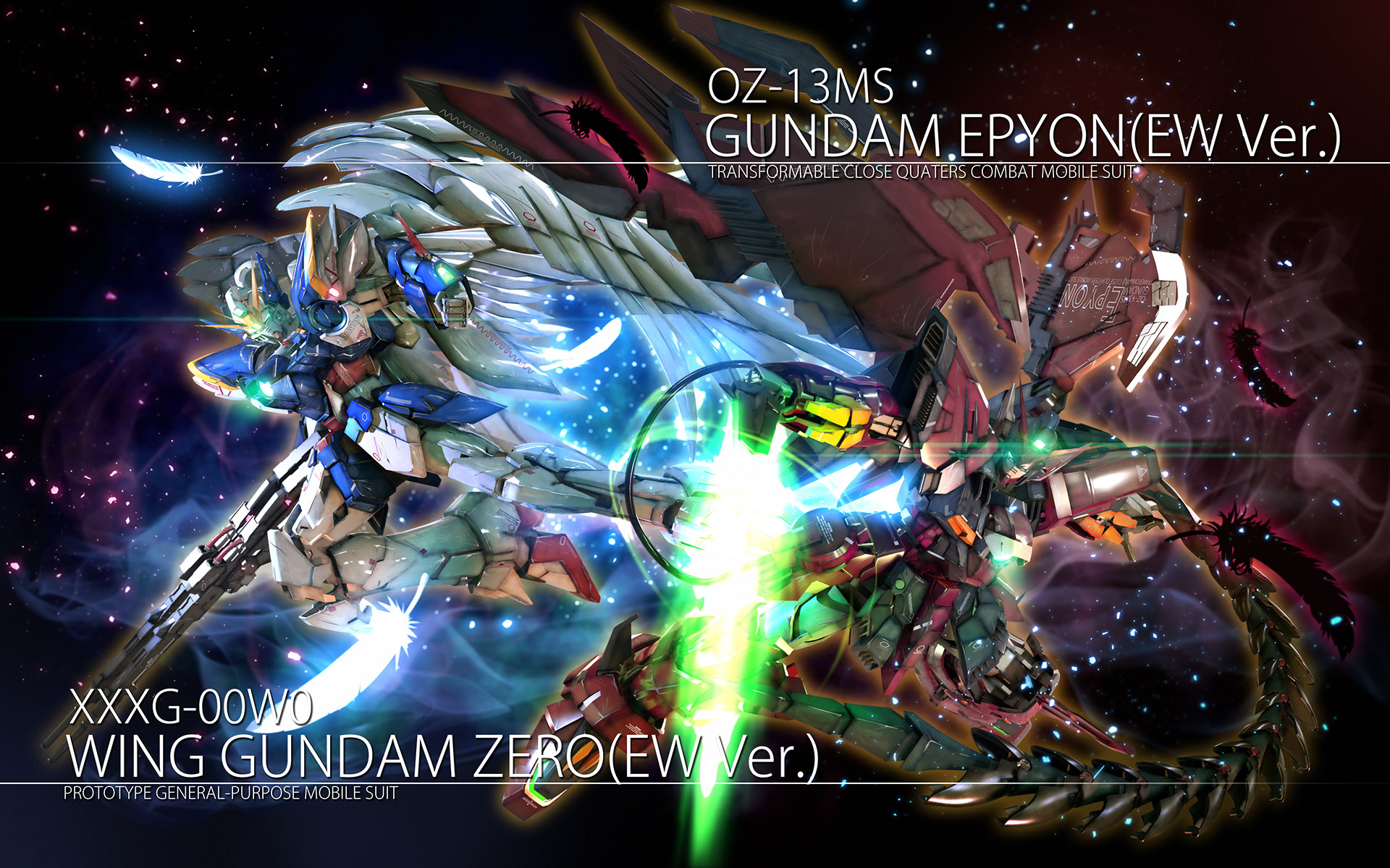Anime 1920x1200 anime mechs Gundam Super Robot Taisen Mobile Suit Gundam Wing Gundam Epyon artwork digital art fan art Wing Gundam Zero