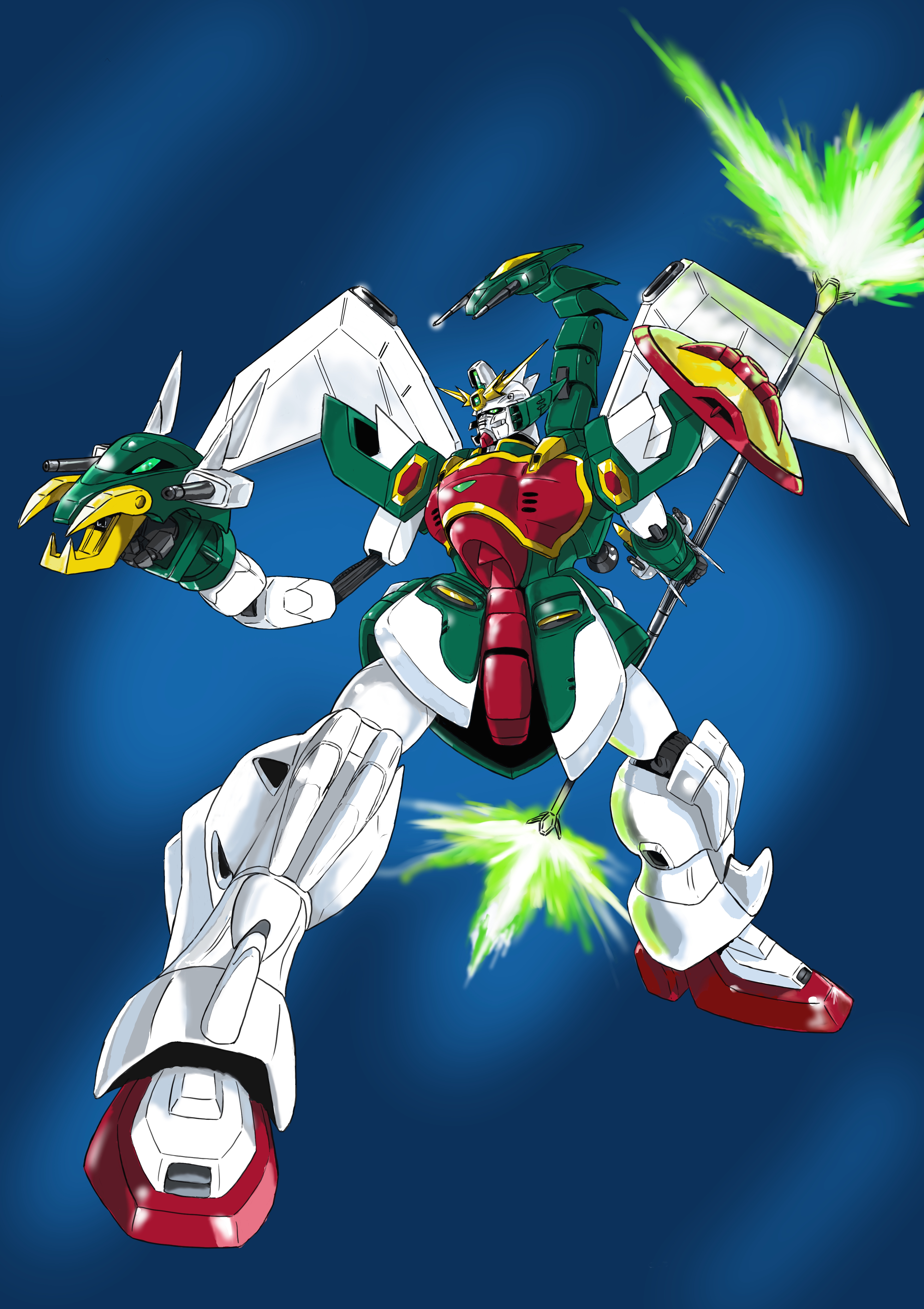 Anime 3541x5016 anime mechs Super Robot Taisen Gundam Mobile Suit Gundam Wing Altron Gundam artwork digital art fan art