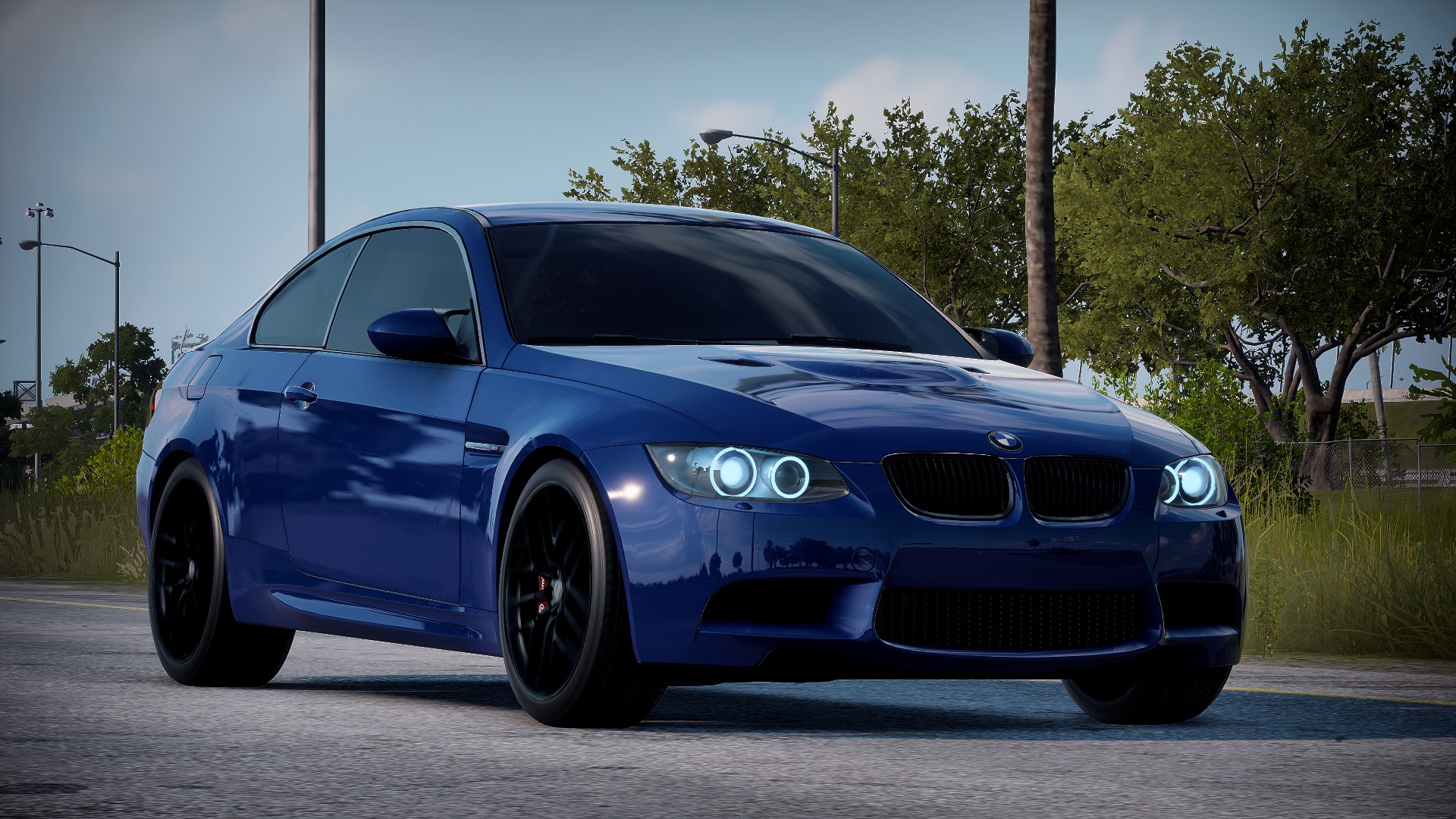 General 1920x1080 BMW street view car 4K Need for Speed: Heat trees blue grass BMW M3  German cars video games BMW E92